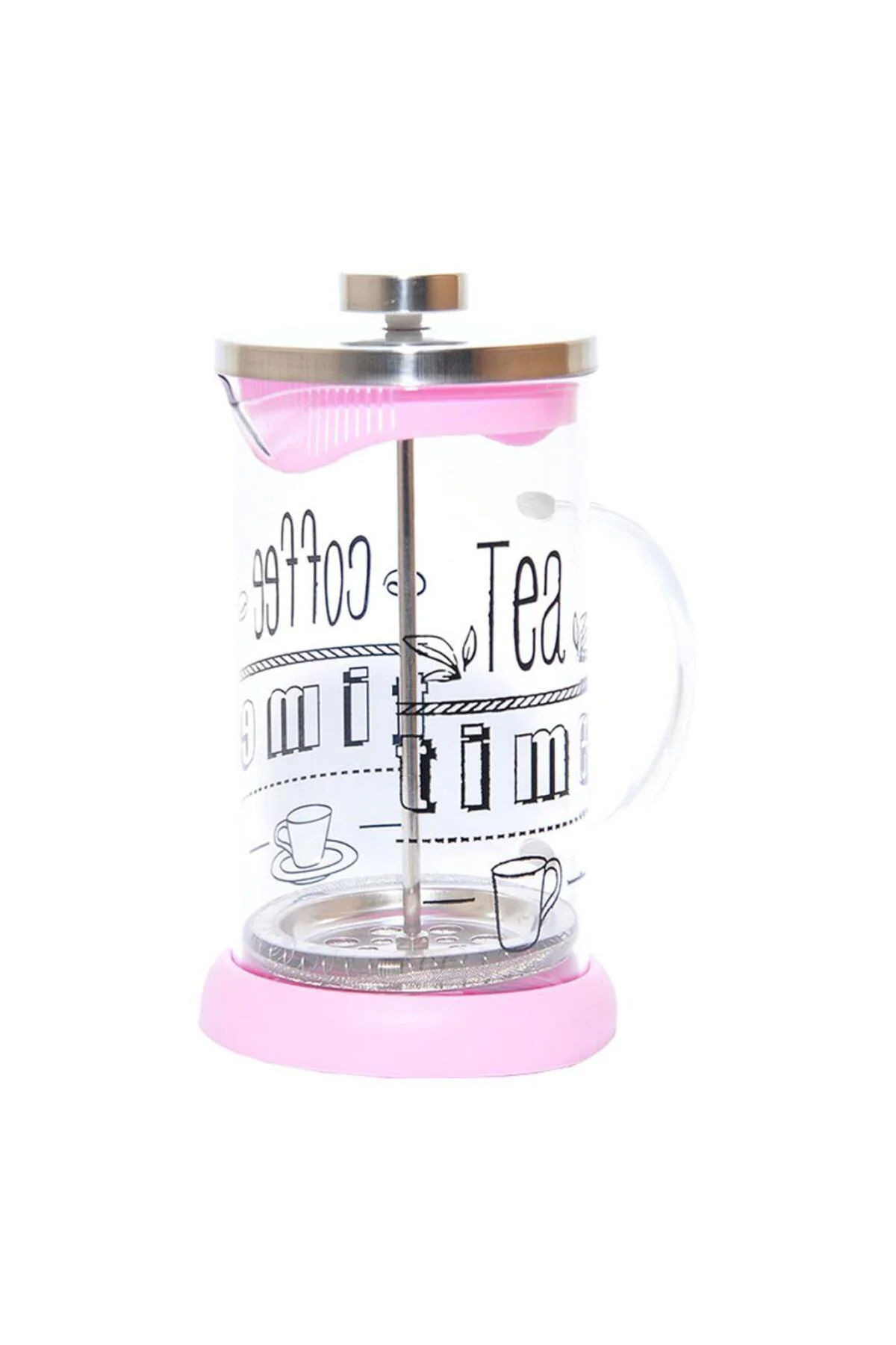 French Press Bitki Çayı Demliği Pembe 600ml