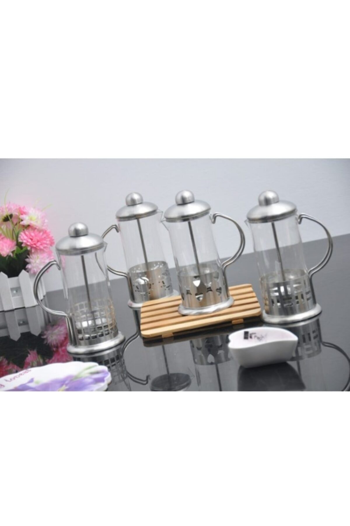 Ms Morry French Press Bitki Çayı Bardağı 600 Ml Filtre Kahve Demlik 2 Adet