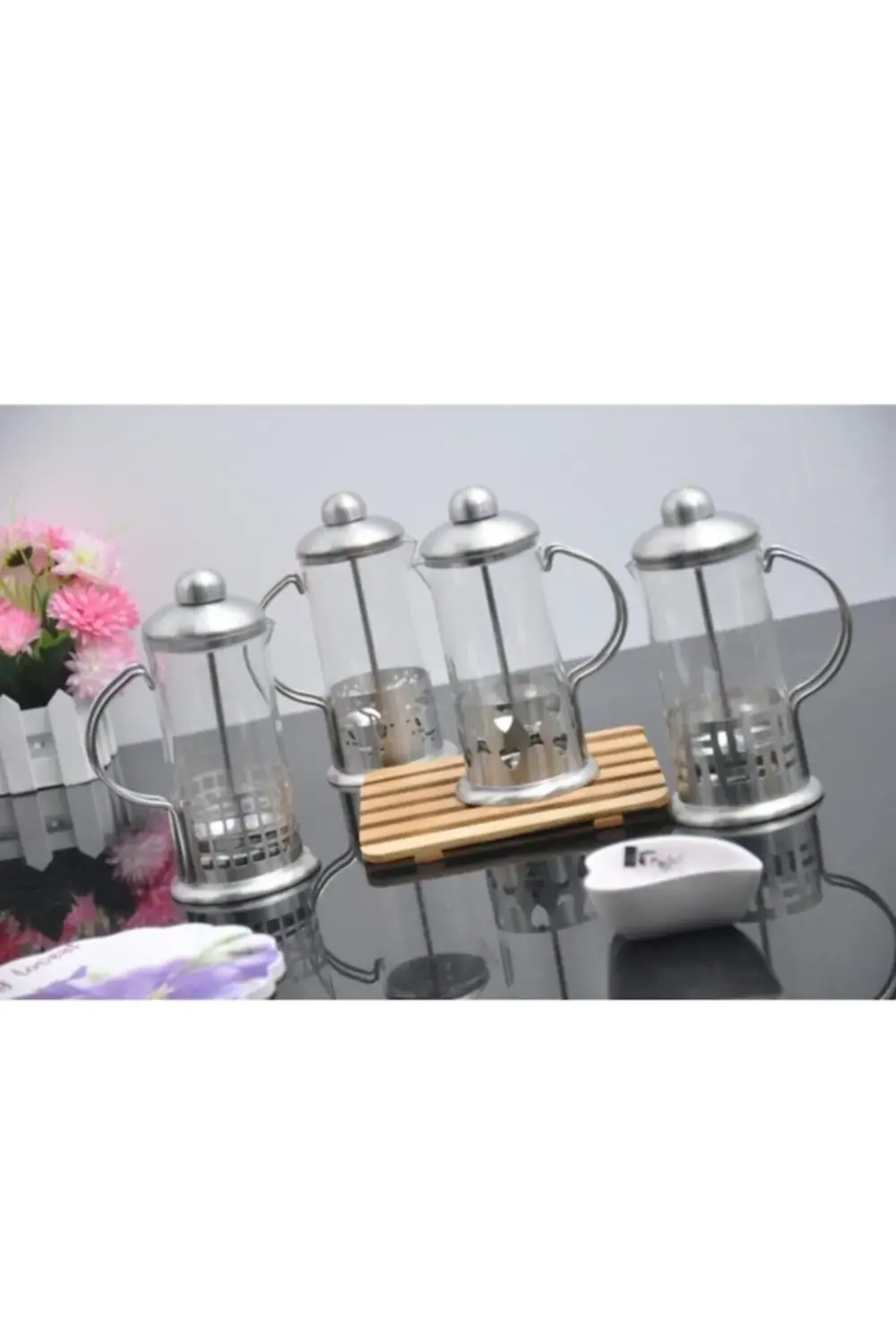 French Press Bitki Çayı Bardağı 600 ml Filtre Kahve Demlik 2 Adet