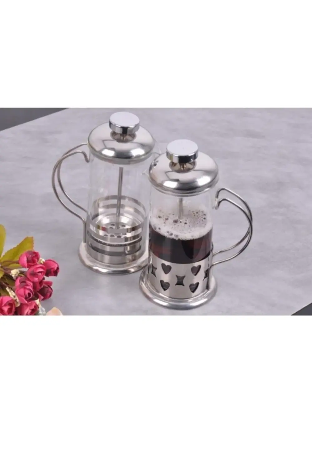 French Press Bitki Çayı Bardağı 600 ml Filtre Kahve Demlik 2 Adet