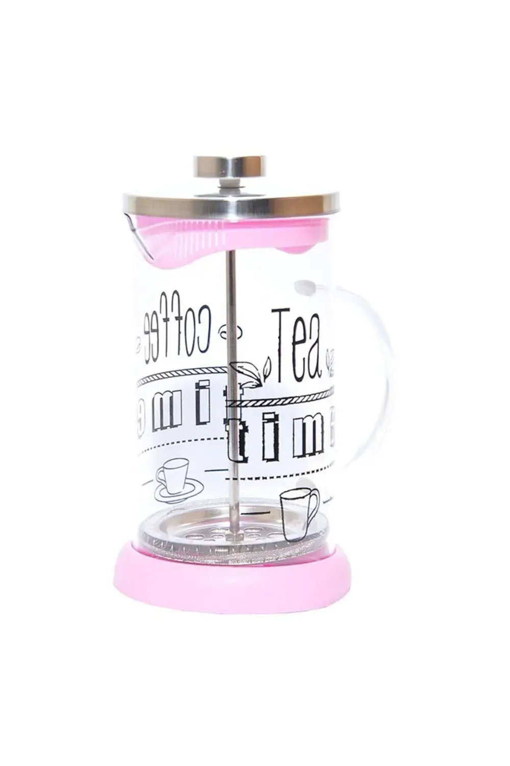 French Press Bitki Çayı Demliği Pembe 600ml
