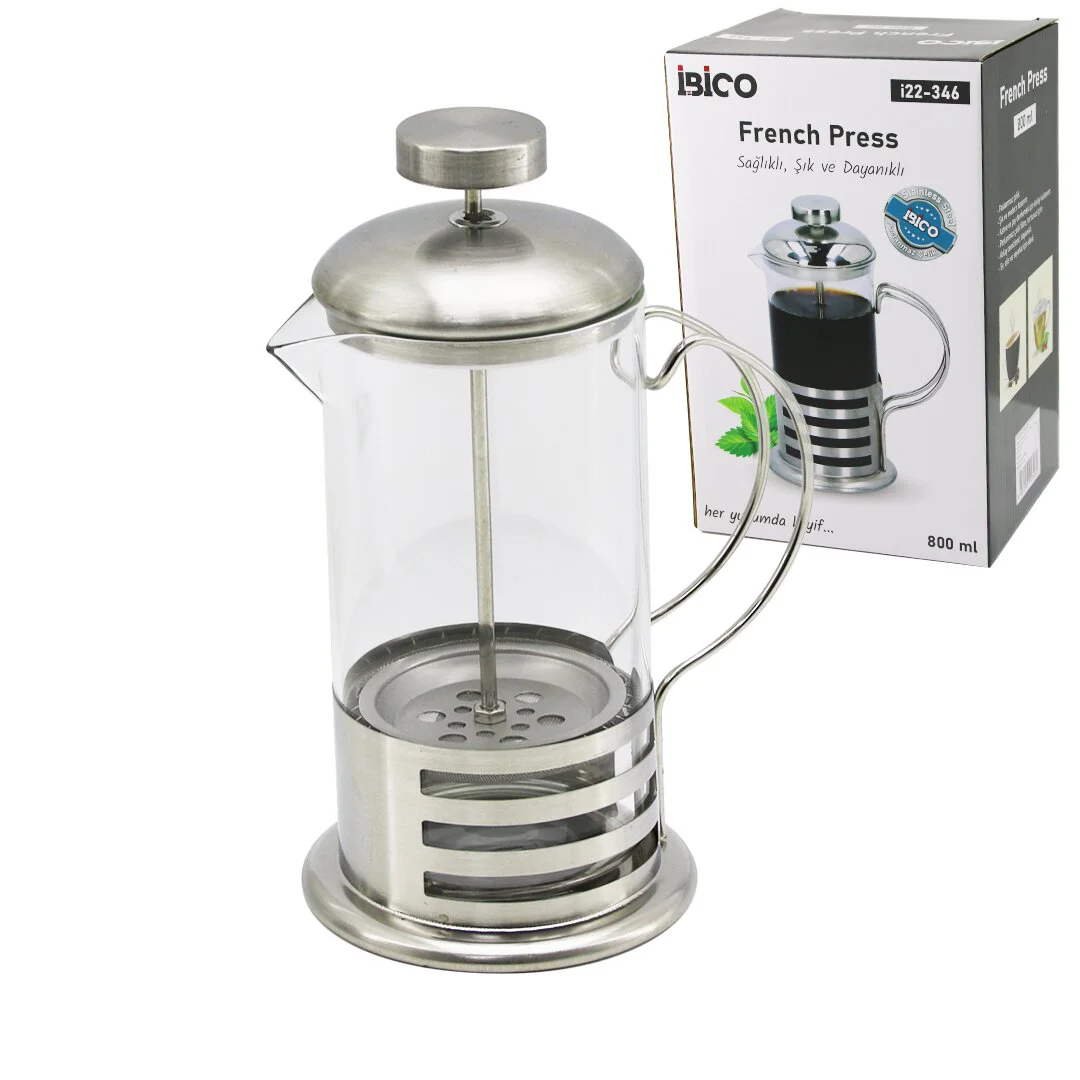 French Press Metal Kafes - Metal Kapak 800ML Cam Bitki Süzgeçi French Press Metal Kafes - Metal Kapak 800ML Cam Bitki Süzgeçi