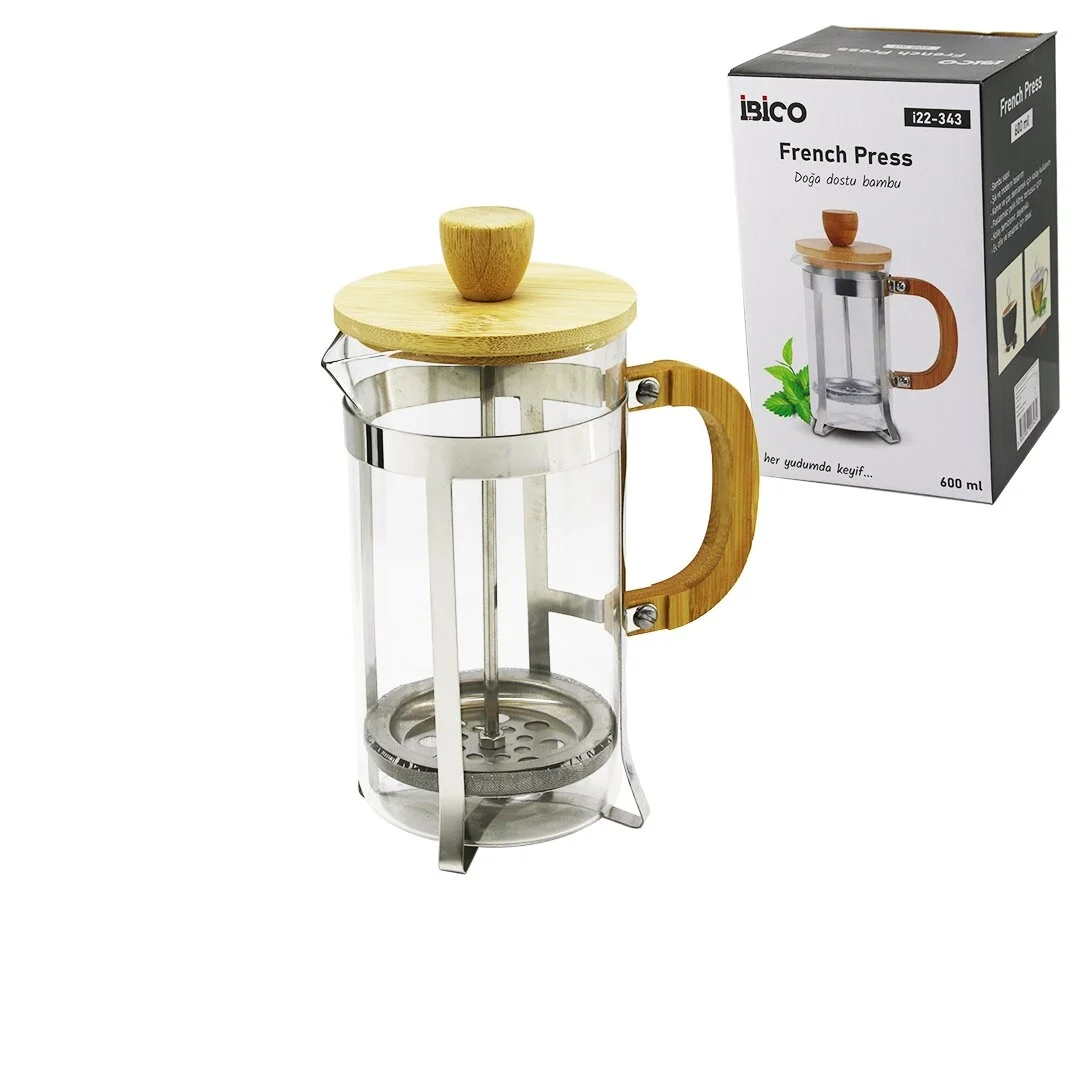 French Press Metal Kafes - Bambu Sap Bambu Kapak 600ml Cam Bitki Süzgeçi Bx40 Fiyatı, Yorumları ve Özellikleri