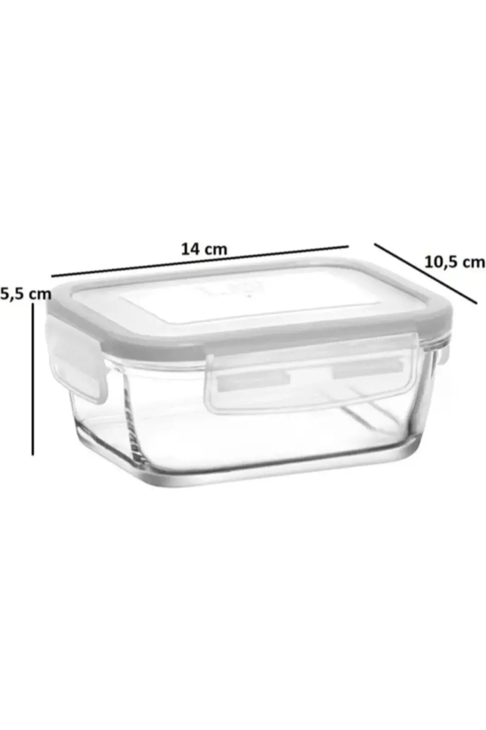 Fresco Kilitli Cam Saklama Kabı 8 Parça 400cc (FRS-237) Beyaz Kap