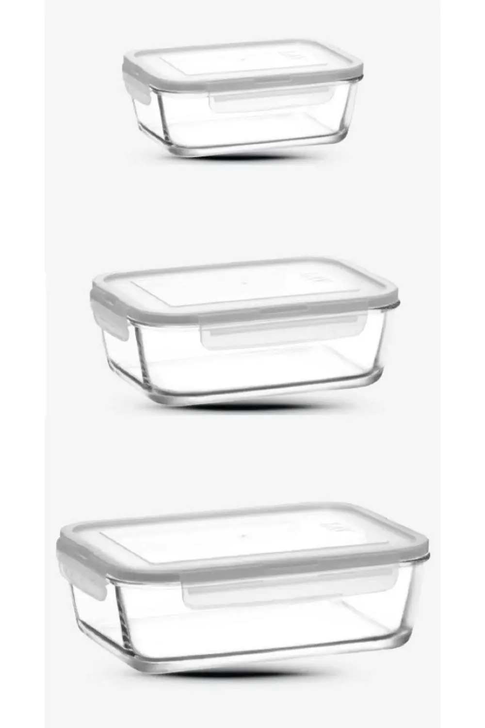 Lav Fresco Kilitli Saklama Kabı 3 Boy Yeni Seri-Dikdörtgen Beyaz 3'Lü