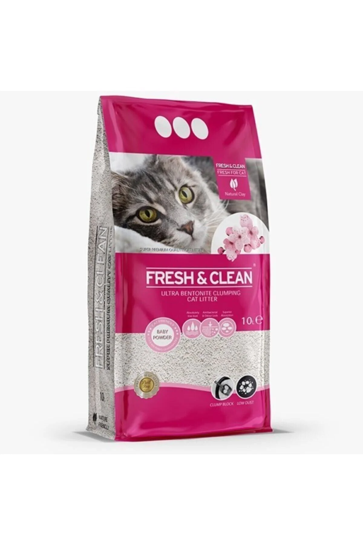 Fresh & Clean Ekstra Topaklanan Bebek Pudrası Parfümlü Bentonit Kedi Kumu 10 Lt Fresh & Clean Ekstra Topaklanan Bebek Pudrası Parfümlü Bentonit Kedi Kumu 10 Lt