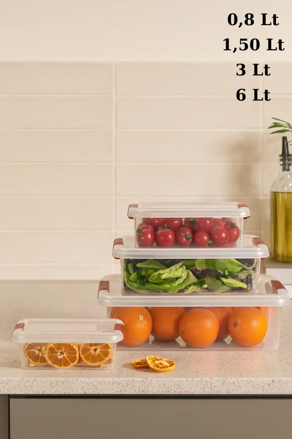 Fresh & Clink Saklama Kabı Set (4'LÜ) 0,80 Lt. X 1,50 Lt. X 3,00