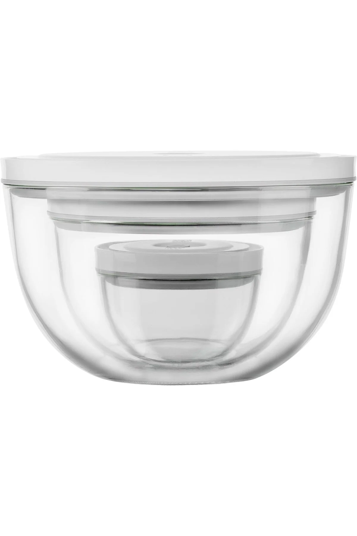 Fresh & Save Bowls Vakumlu Kase Seti, 6 Parça, S-12, M-18, L-24 cm, Cam, Şeffaf-Beyaz
