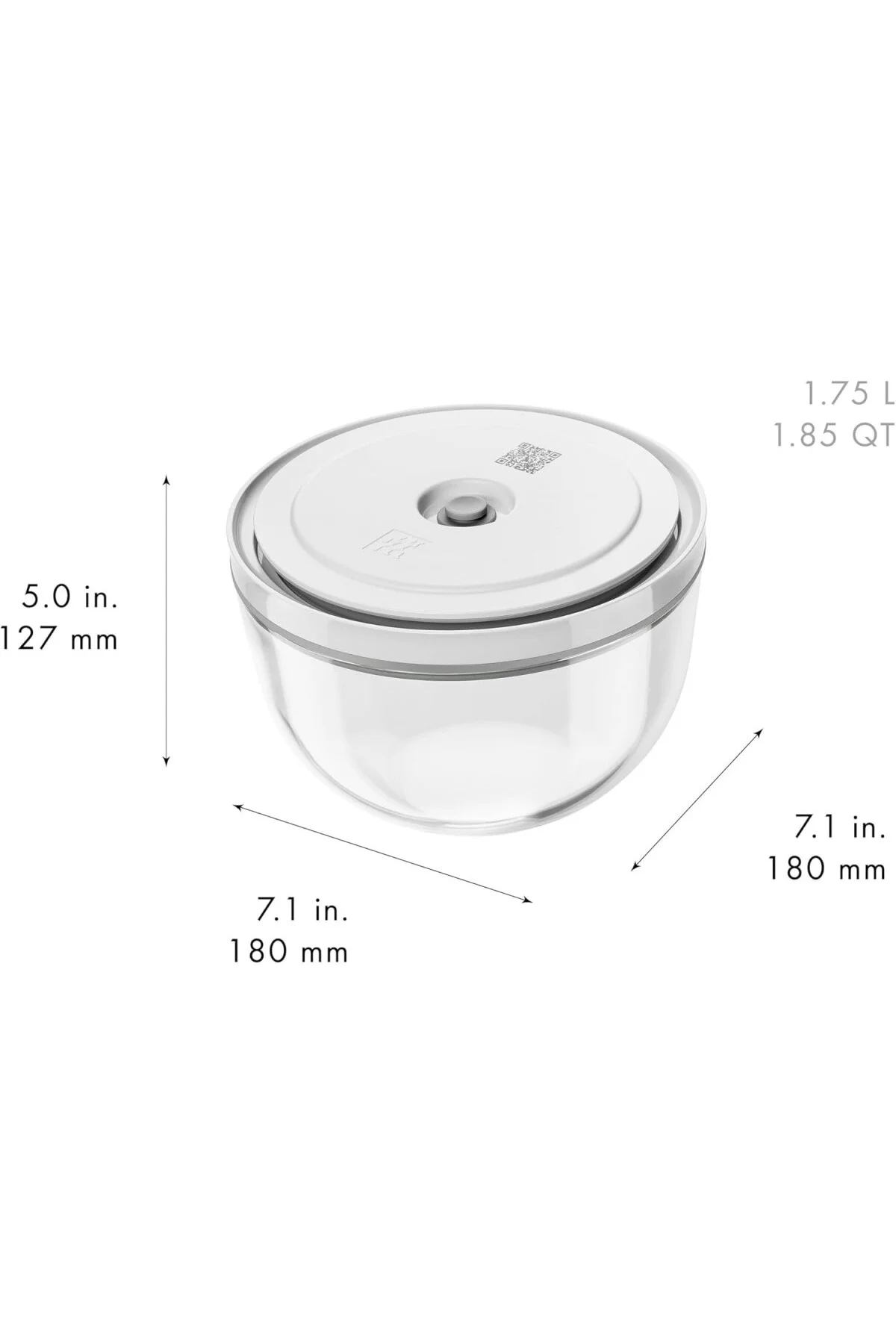 Fresh & Save Bowls Vakumlu Kase Seti, 6 Parça, S-12, M-18, L-24 cm, Cam, Şeffaf-Beyaz