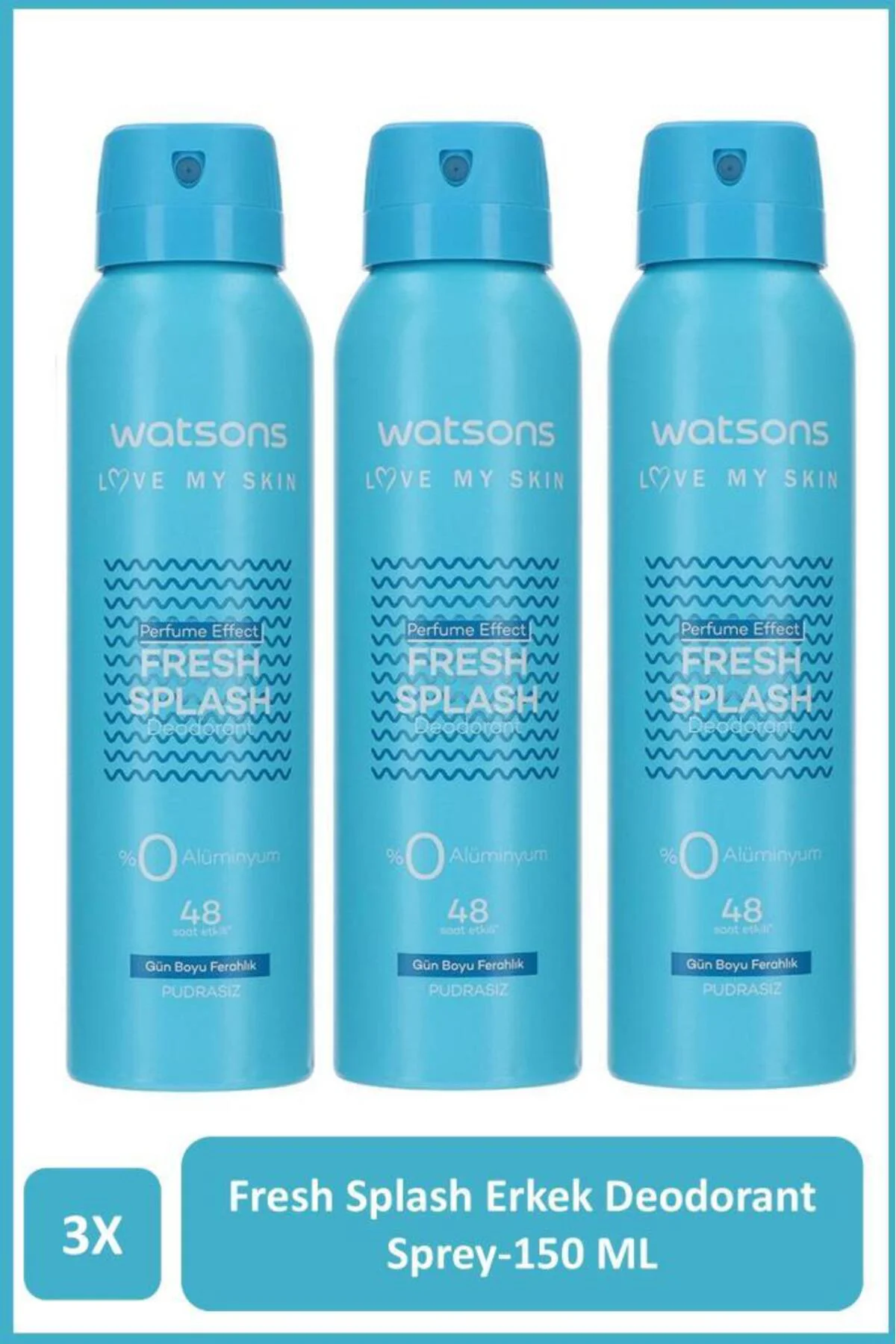 Fresh Splash Deodorant Sprey Erkek Pudrasız 3x150ml