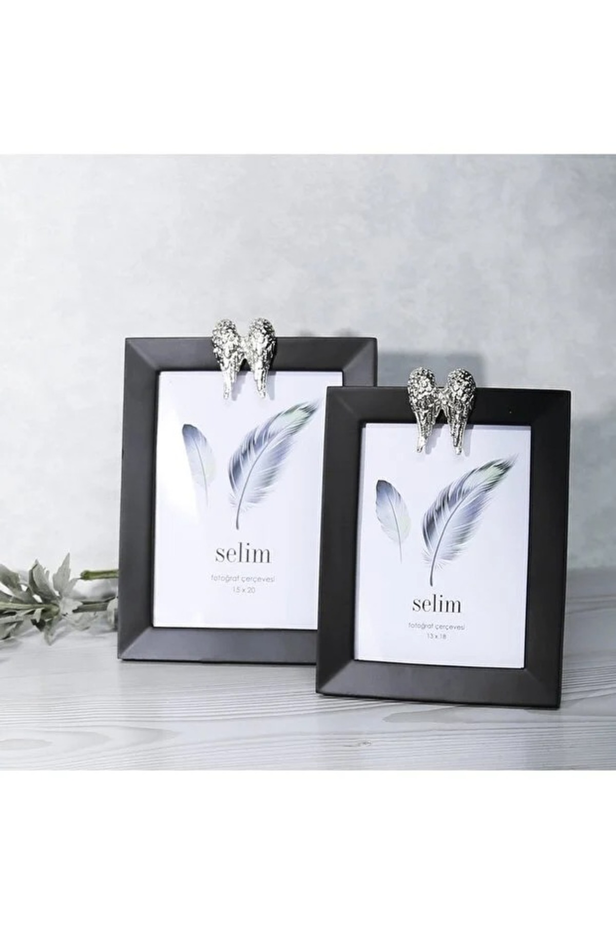 Freya Melek Kanadı Tekli Çerçeve Siyah Gümüş 13x18