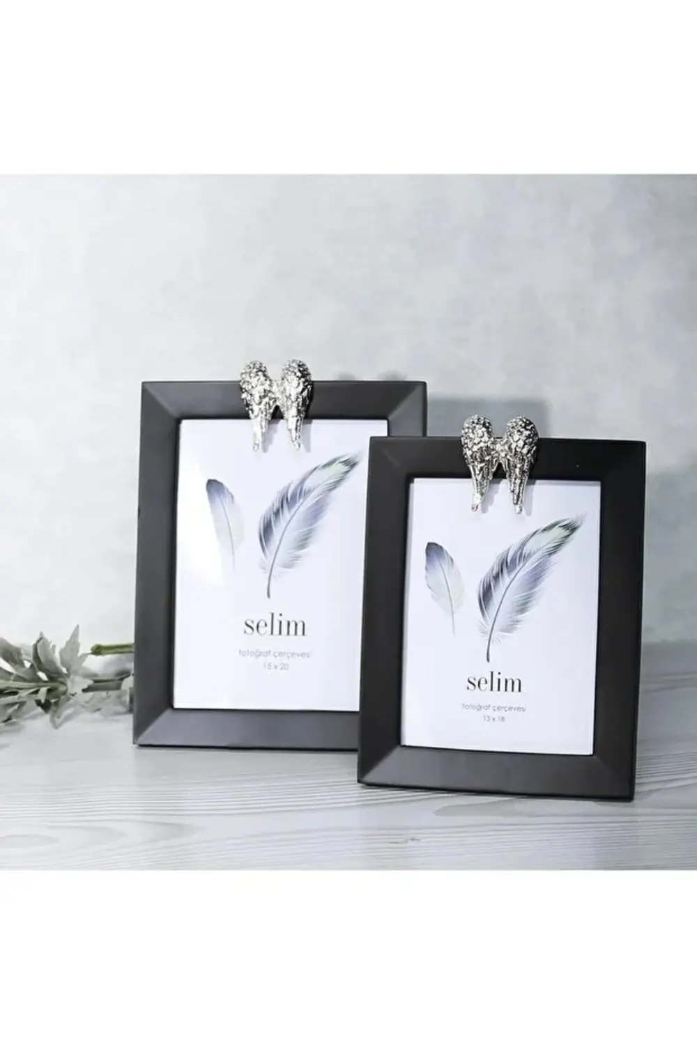 Freya Melek Kanadı Tekli Çerçeve Siyah Gümüş 13x18