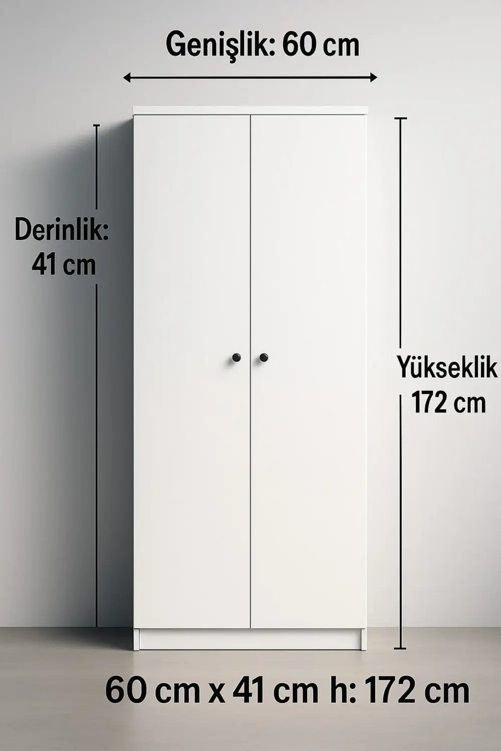 Frezya 2 Kapaklı Elbise Dolabı-2 Kapılı Gardırop