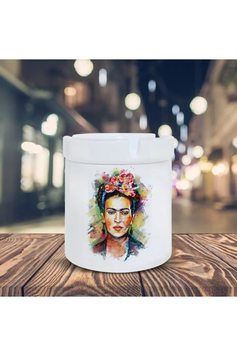 Frida Kahlo Renkli Baskılı Seramik Küllük Kül Tablası 10476