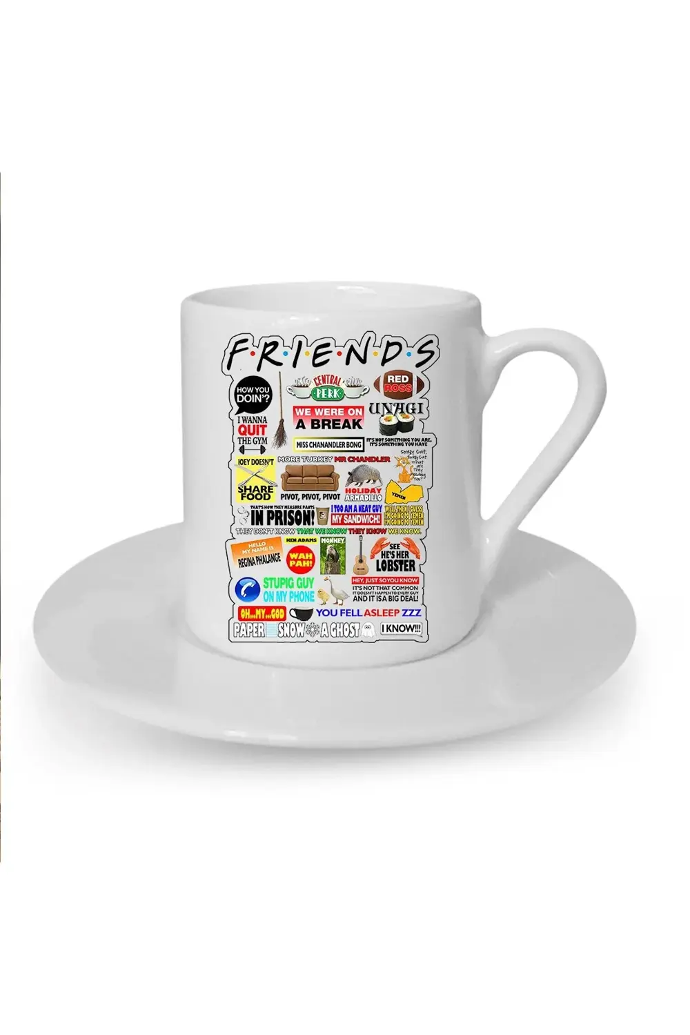Friends Baskılı Beyaz Türk Kahvesi Fincanı