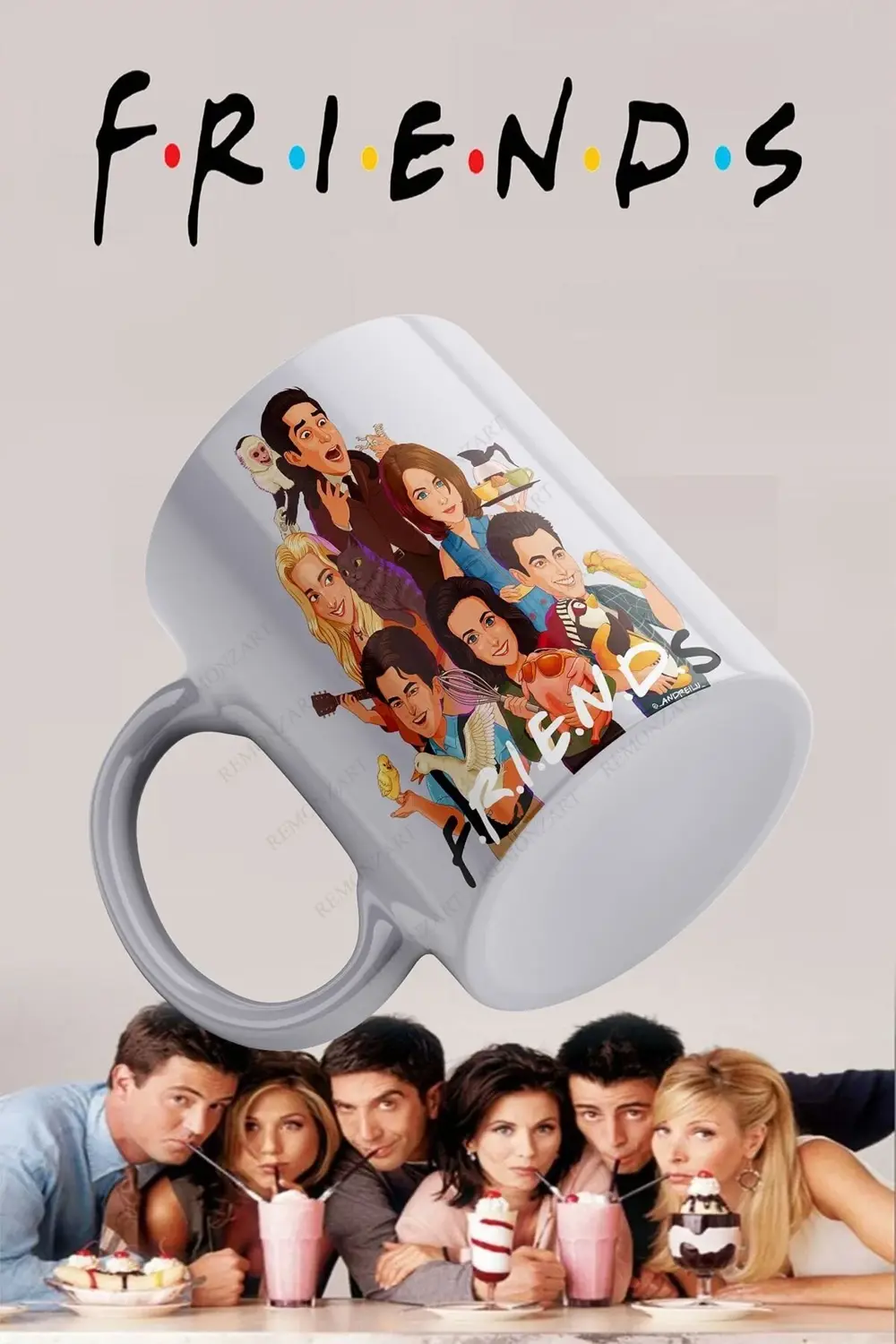 Friends Ekibi Üç Tarafı Baskılı Kupa