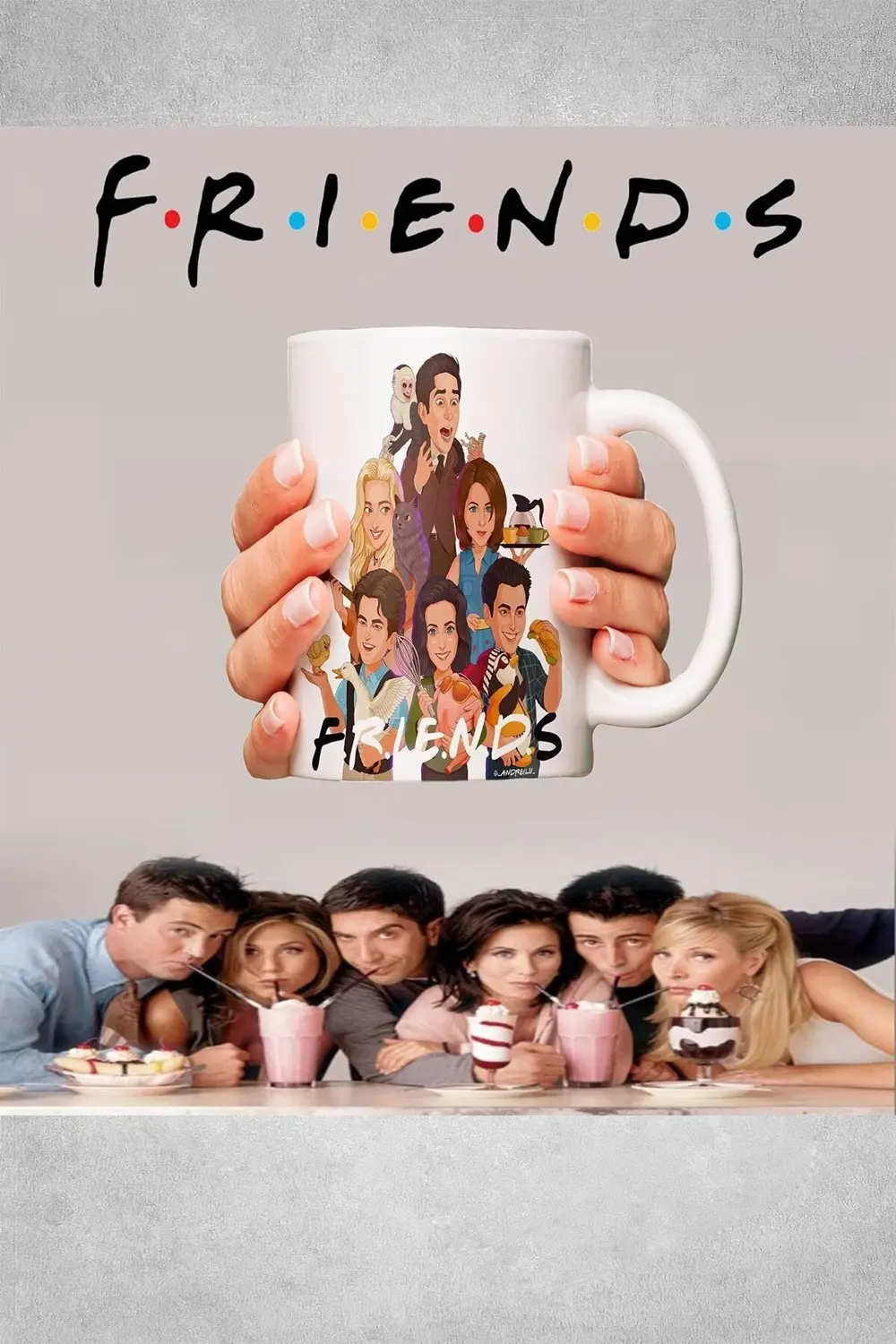 Friends Ekibi Üç Tarafı Baskılı Kupa