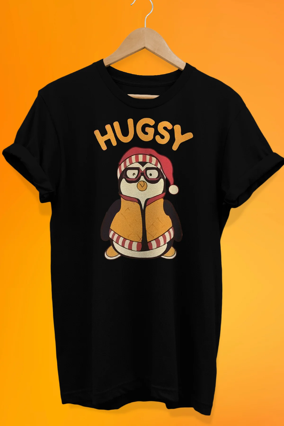 Friends Hugsy Baskılı %100 Pamuk Siyah Oversize T-shirt