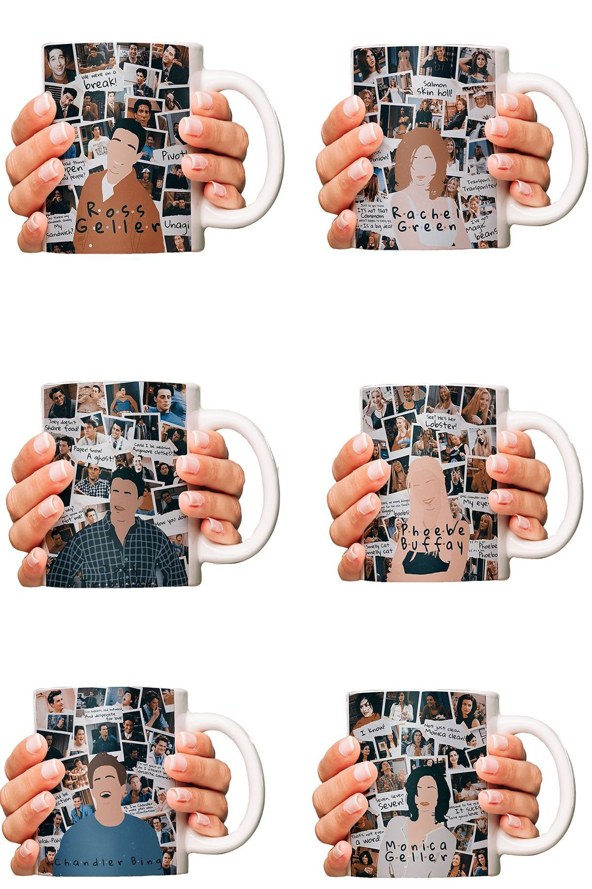 Remonz Friends Tam Kadro Fotoğraf Albümü 6' Lı Porselen Kupa Set, 6'Lı M