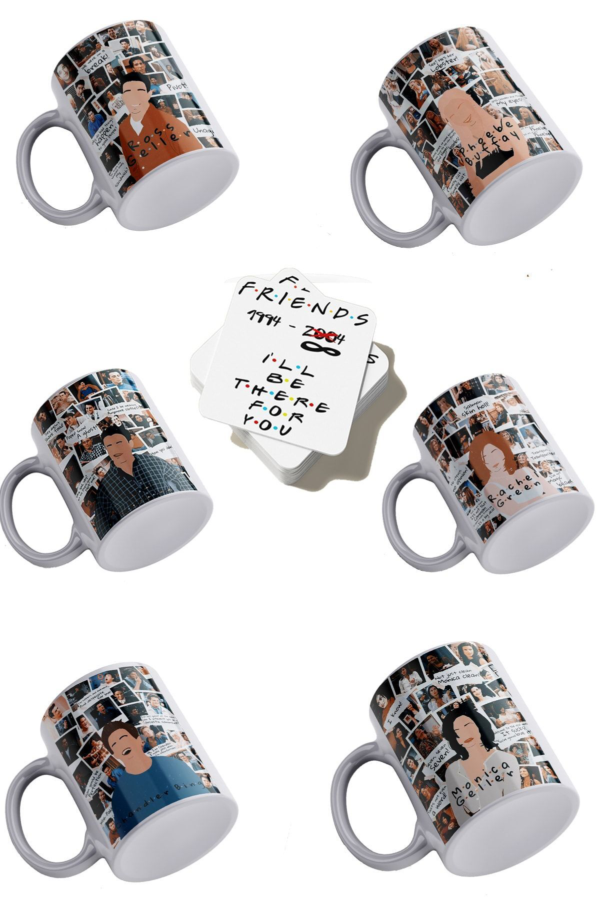 Remonz Friends Tam Kadro Fotoğraf Albümü 6' Lı Porselen Kupa Set, 6'Lı M