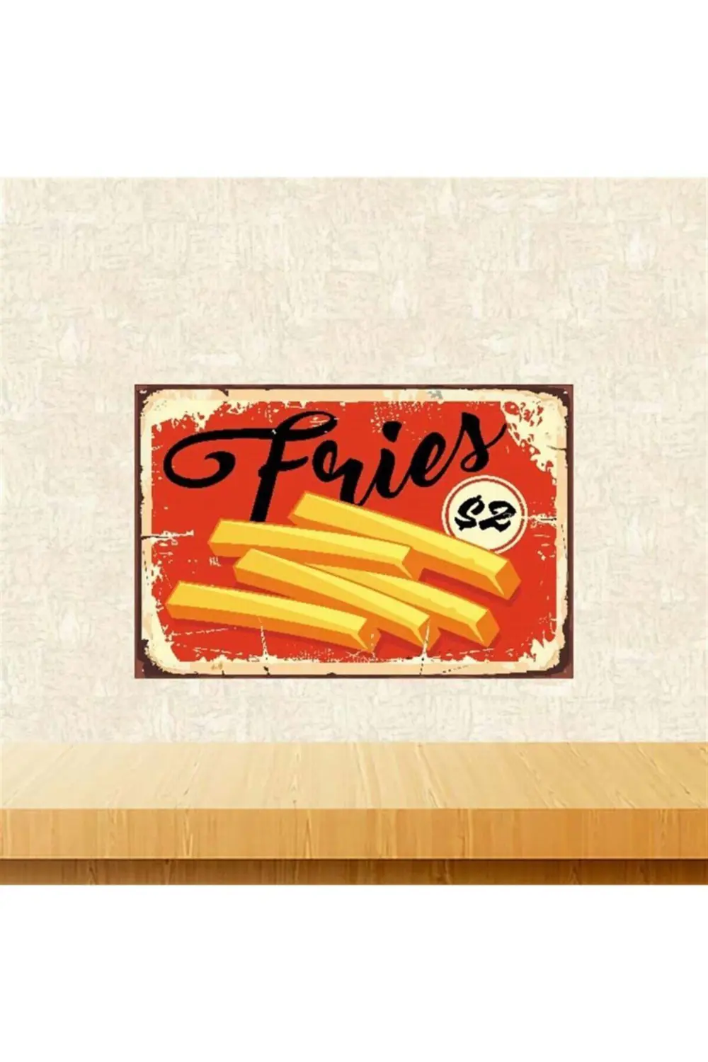 Fries Retro Ahşap Poster