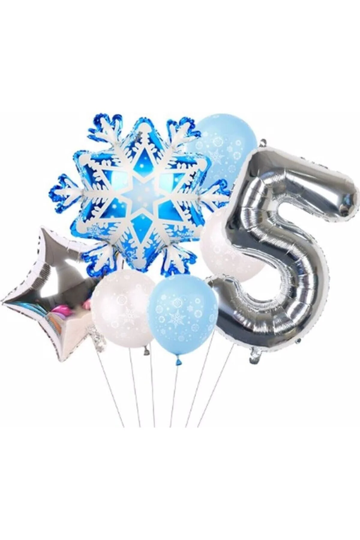 Frozen Elsa Kar Tanesi Snowflake Temalı 5 Yaş Balon Seti Doğum Gü