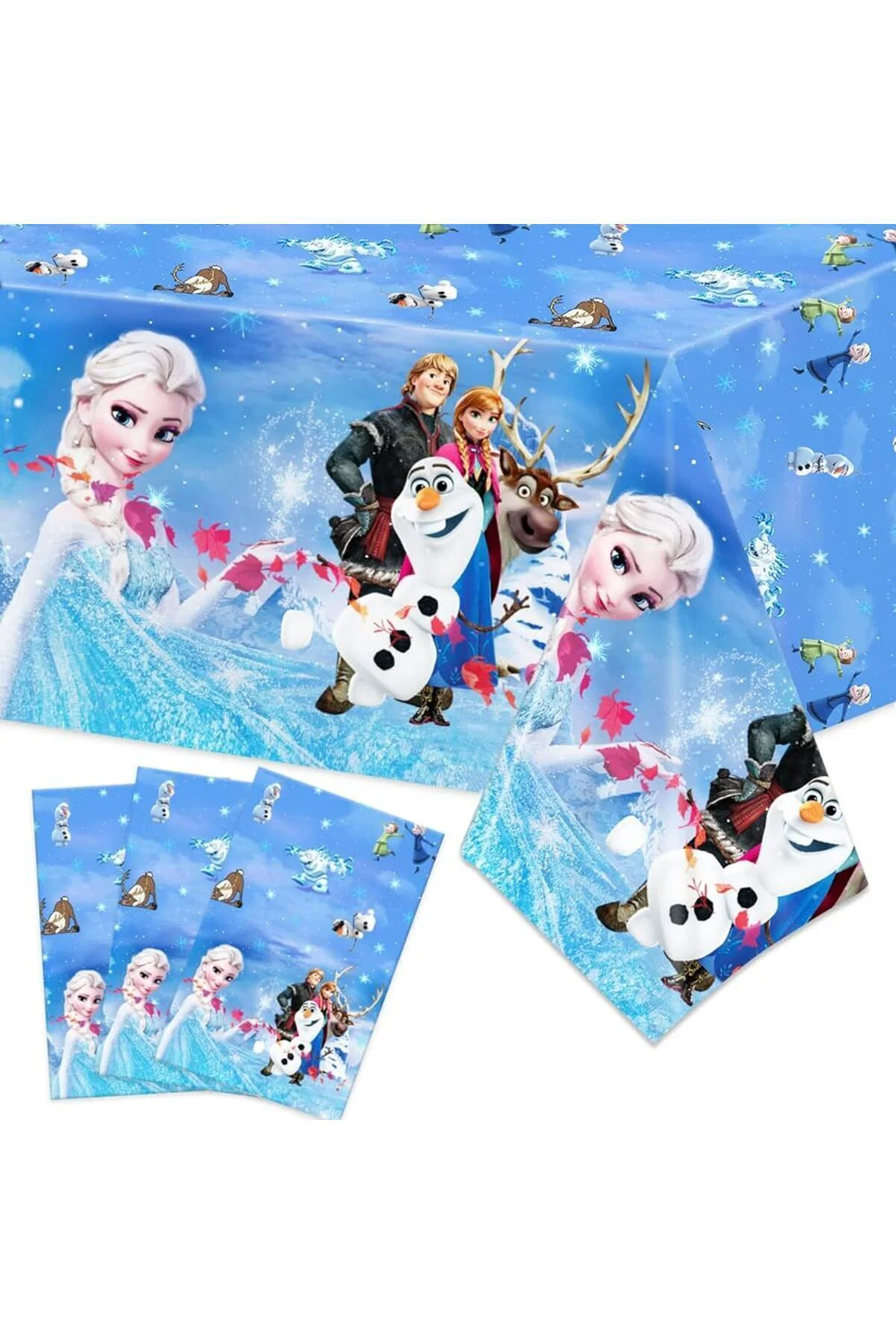 Frozen Elsa Kostüm Ve 40 Kişilik Doğum Günü Seti – Karlar Ülkesi Elbise Taç Asa Parti Malzemesi