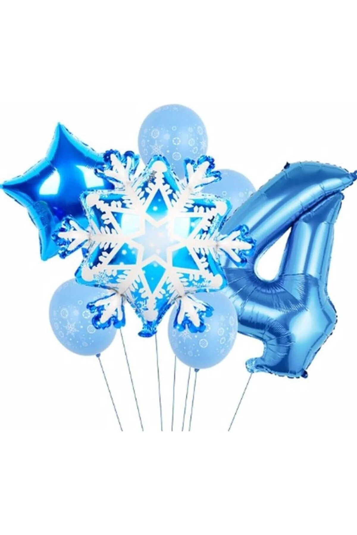 Frozen Kar Tanesi Snowflake Temalı 4 Yaş Balon Seti Doğum Günü De