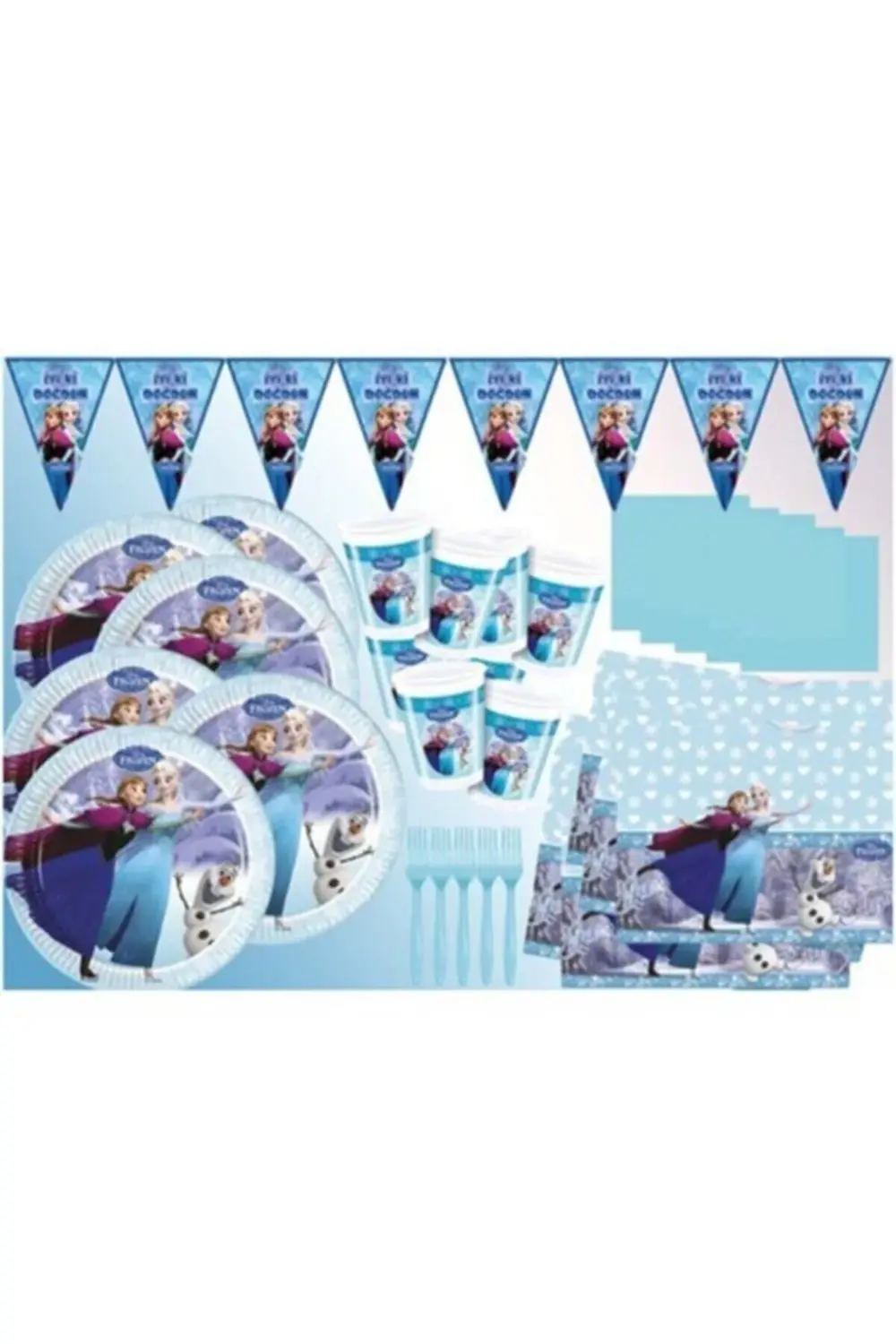 Parti Kırtasiye Frozen Karlar Ülkesi Doğum Günü Elsa Seti Ekonomik Paket 16 Kişil