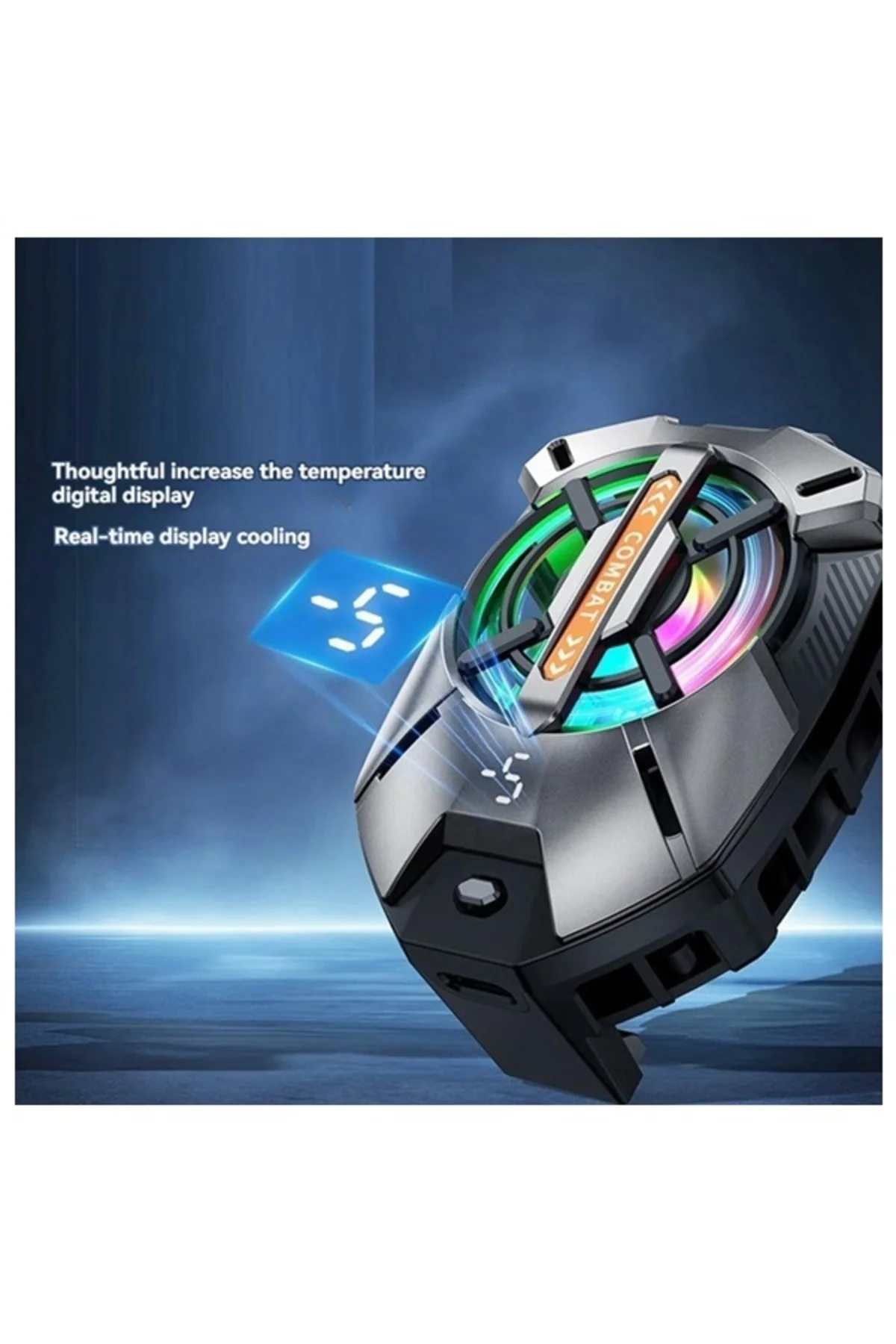 FS09 Kıskaçlı Cep Telefonu Soğutucu | RGB Işıklı, Dijital Ekranlı