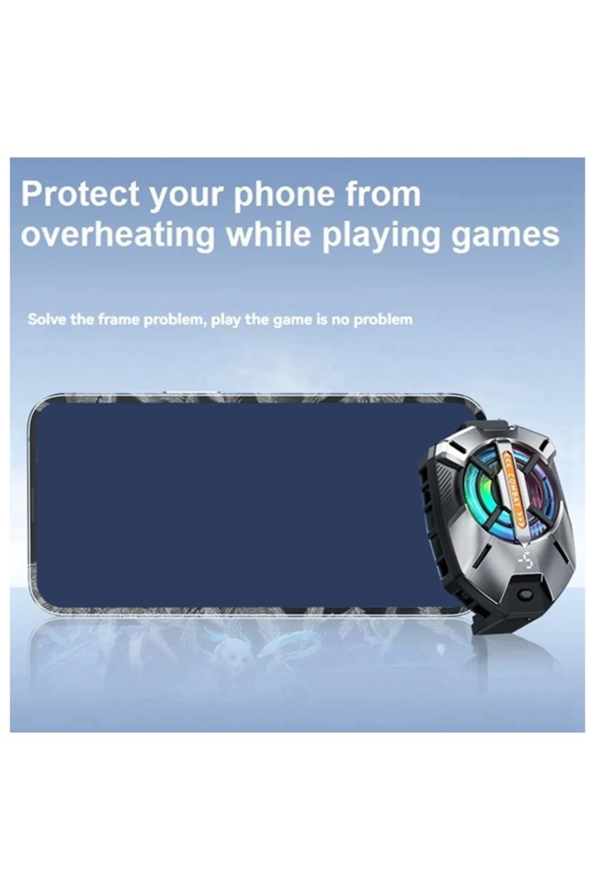 FS09 Kıskaçlı Cep Telefonu Soğutucu | RGB Işıklı, Dijital Ekranlı