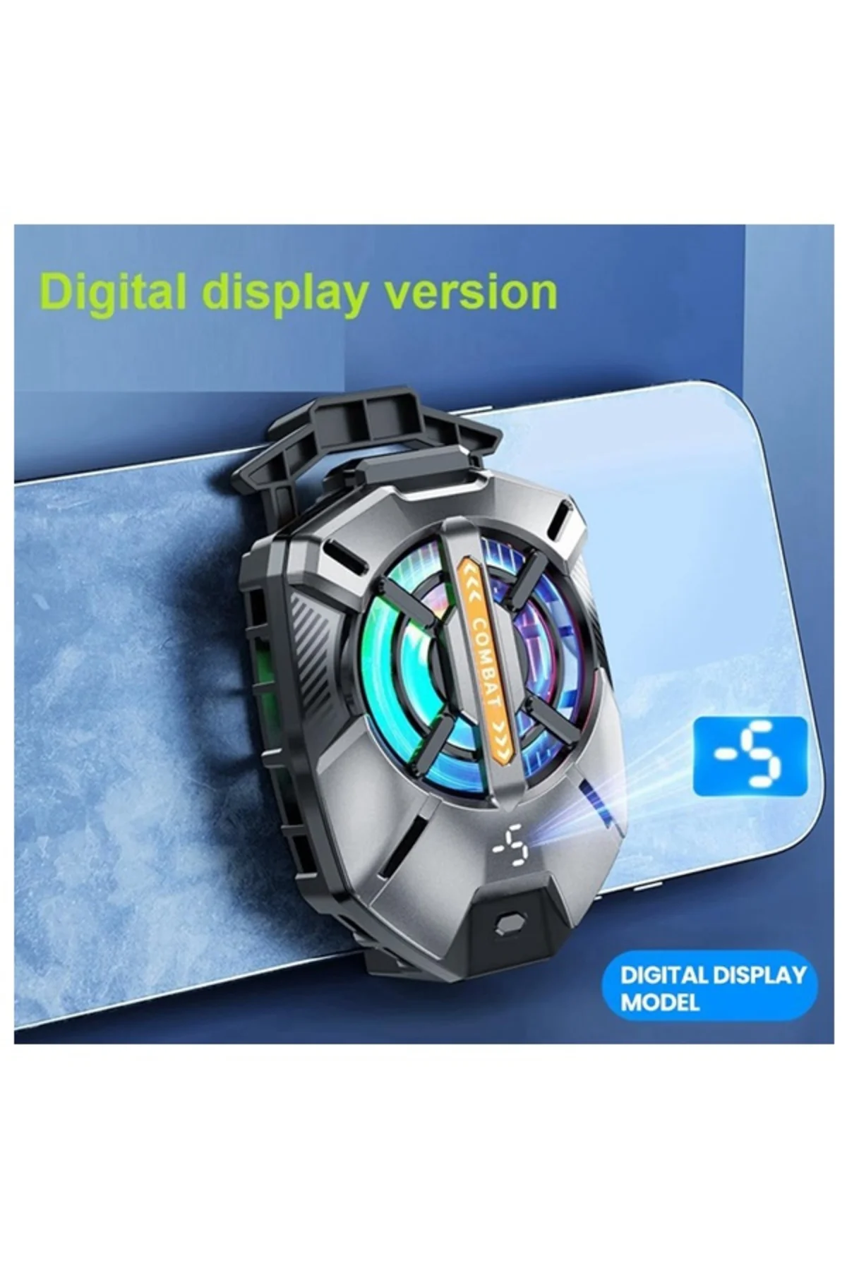 FS09 Kıskaçlı Cep Telefonu Soğutucu | RGB Işıklı, Dijital Ekranlı