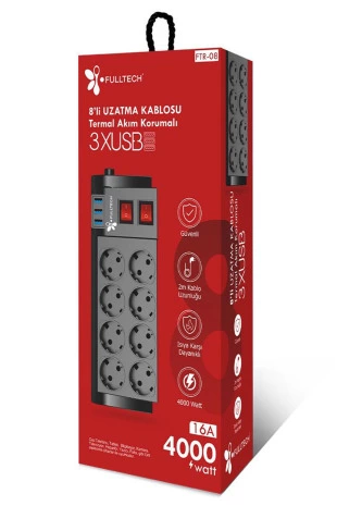 Ftr-08 8’li Termal Akım Korumalı Priz