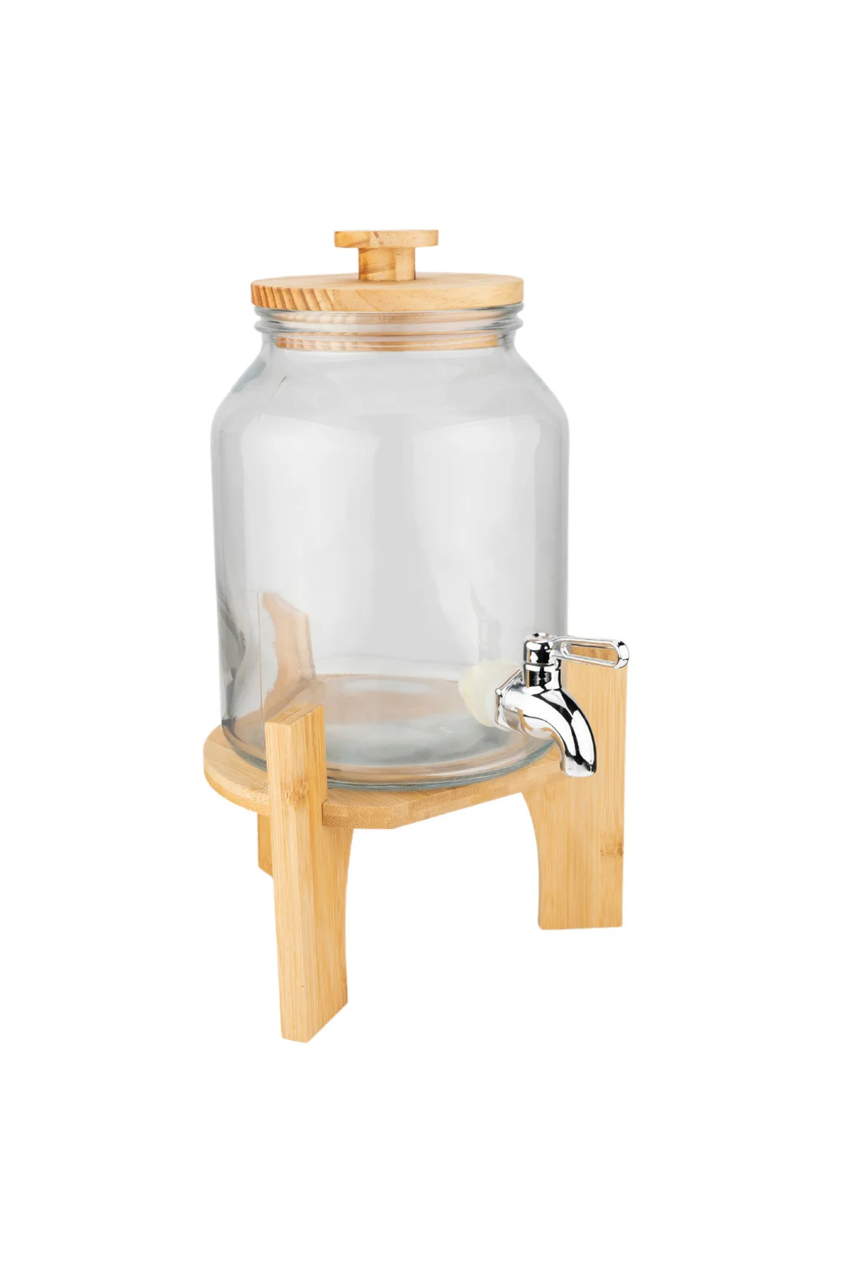 Fuente Ahşap Kapak ve Bambu Standlı Cam Sebil 3L bambum