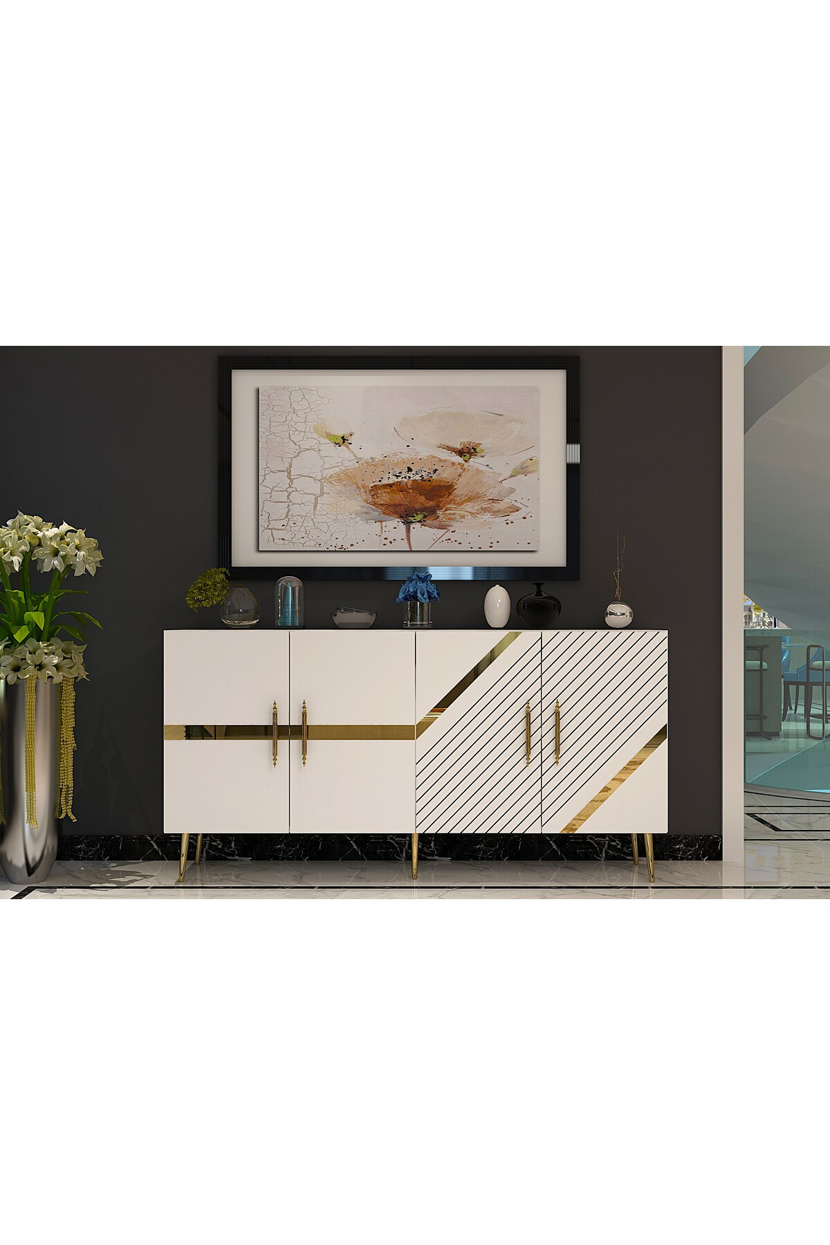 Cantek Dizayn Fugact (Kb150) Konsol Beyaz-Altin