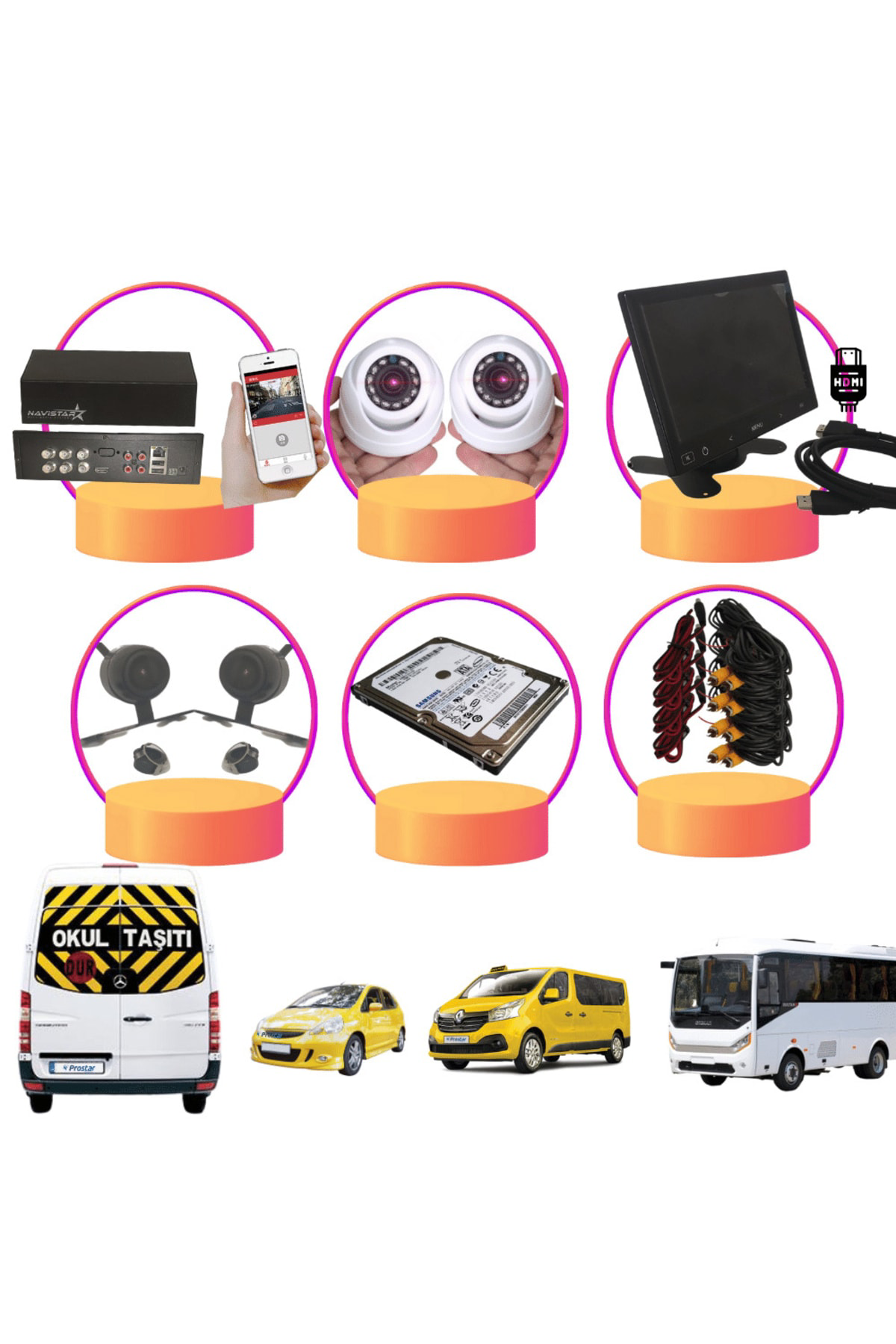 Navistar Full Ahd Araç Kamera Seti 4 Kameralı 1 Tb Harddisk Dahil Kayıtlı