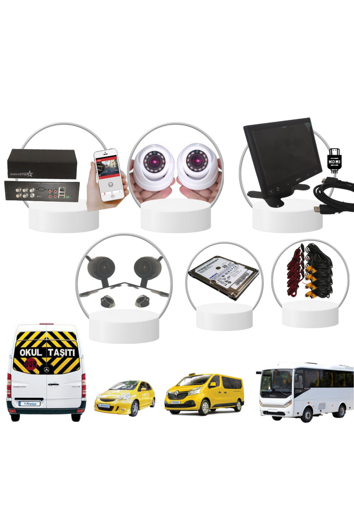 Navistar Full Ahd Araç Kamera Seti 4 Kameralı 320 Gb Harddisk Dahil Kayıtl