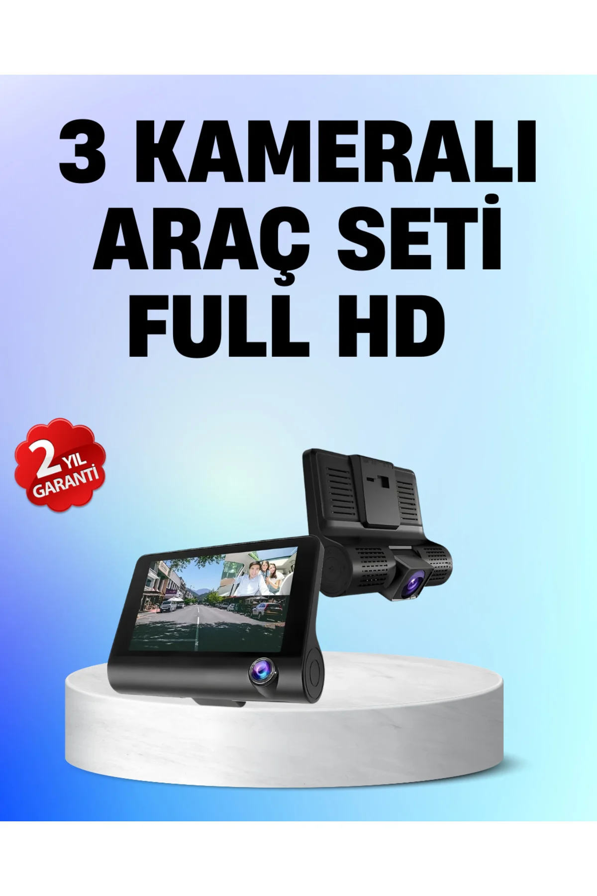 Full HD 1080P 3 Kameralı Araç DVR – Gece Görüşlü ve G-Sensörlü Gü