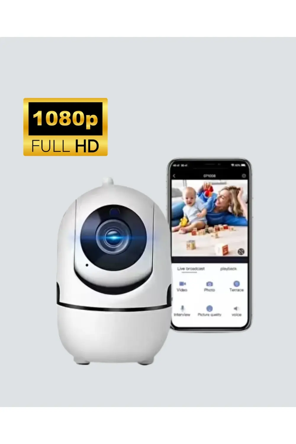 Full HD 1080P Kablosuz Pan & Tilt Güvenlik Kamerası – Hareket Tak