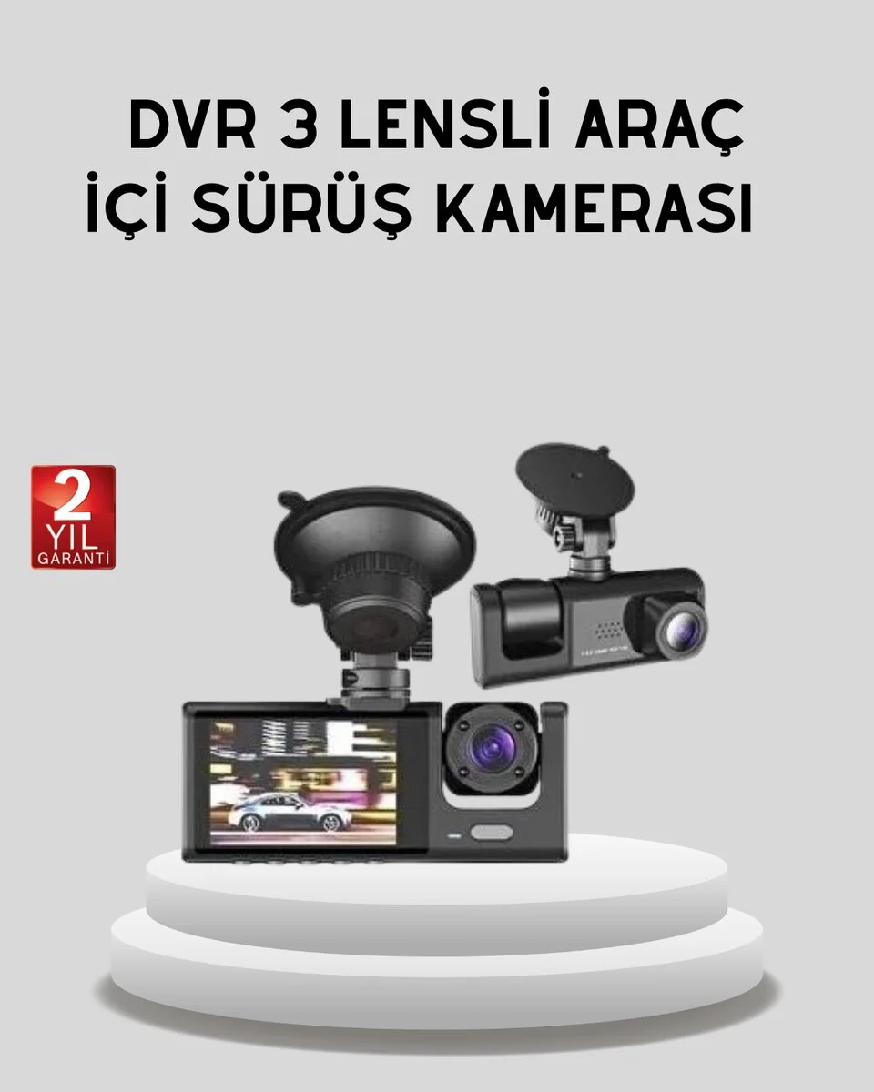 Full HD 3 Kameralı Araç Kamerası 170° Geniş Açılı ve Otomatik Park Destekli