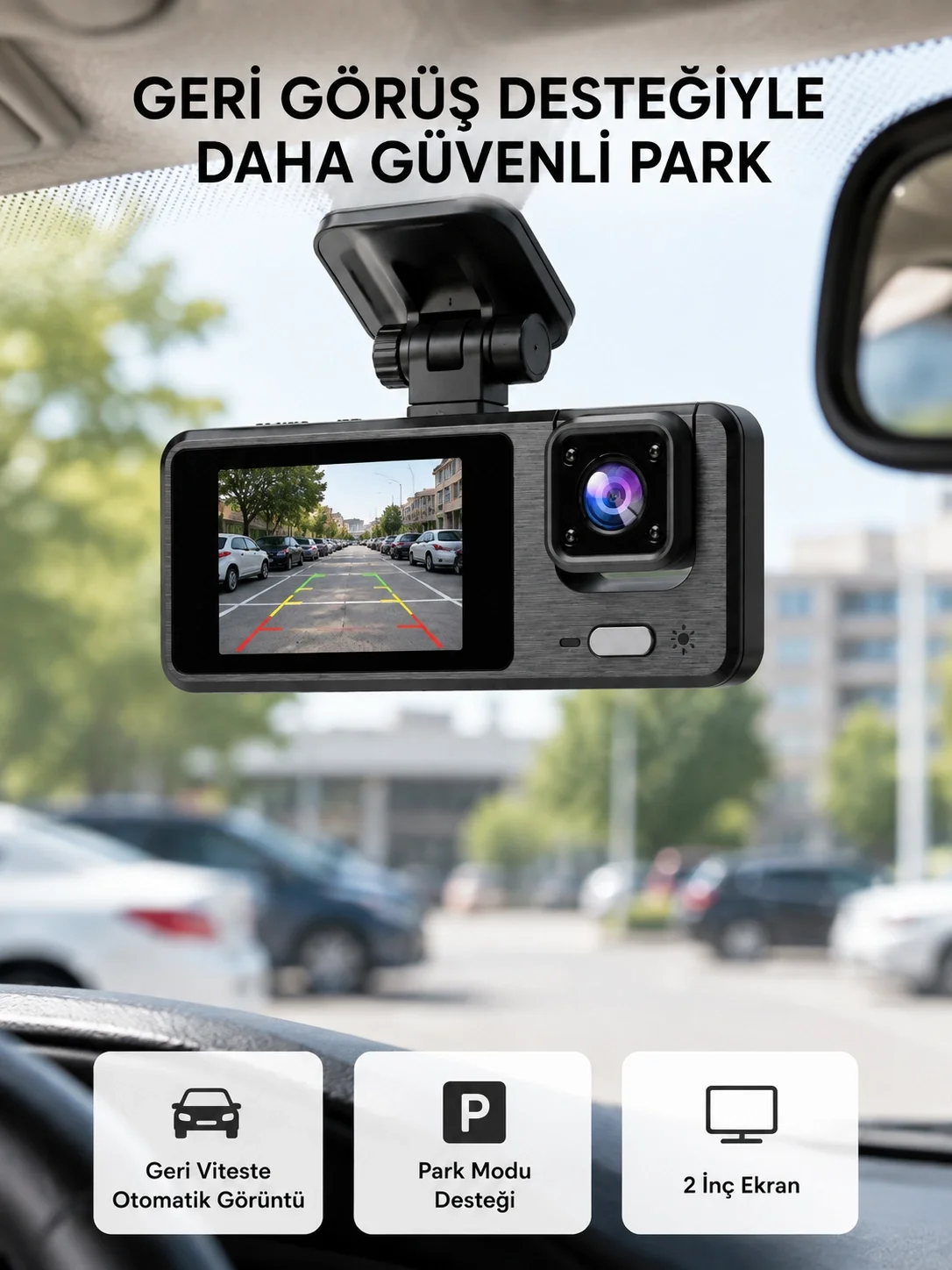 Full HD 3'lü Araç Kamerası Geri Görüş Destekli Park Modlu 1080P DVR Fiyatı, Yorumları ve Özellikleri