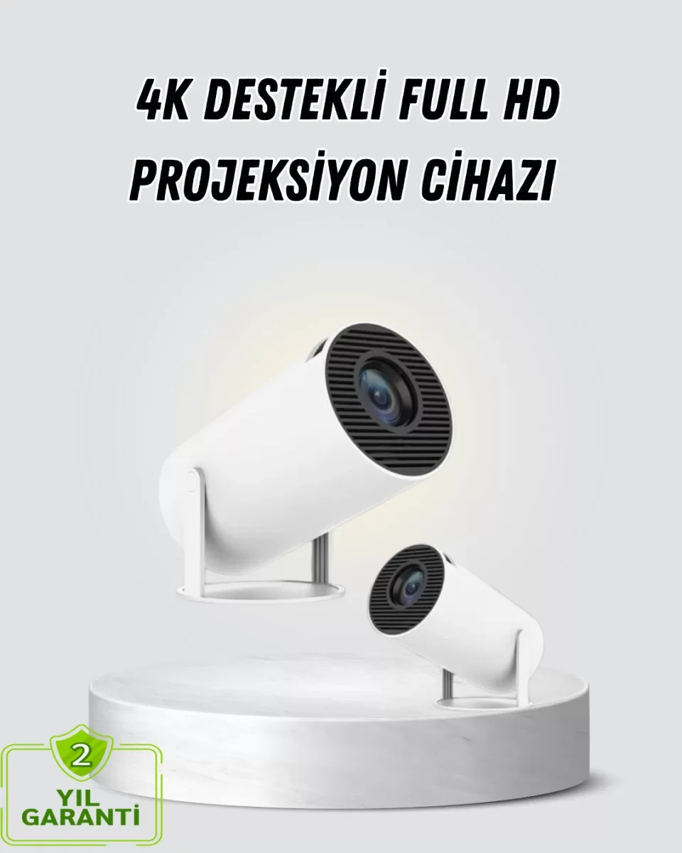 Full HD 4K Destekli Akıllı Projeksiyon – 130 inç Ekran, Uzun Ömür