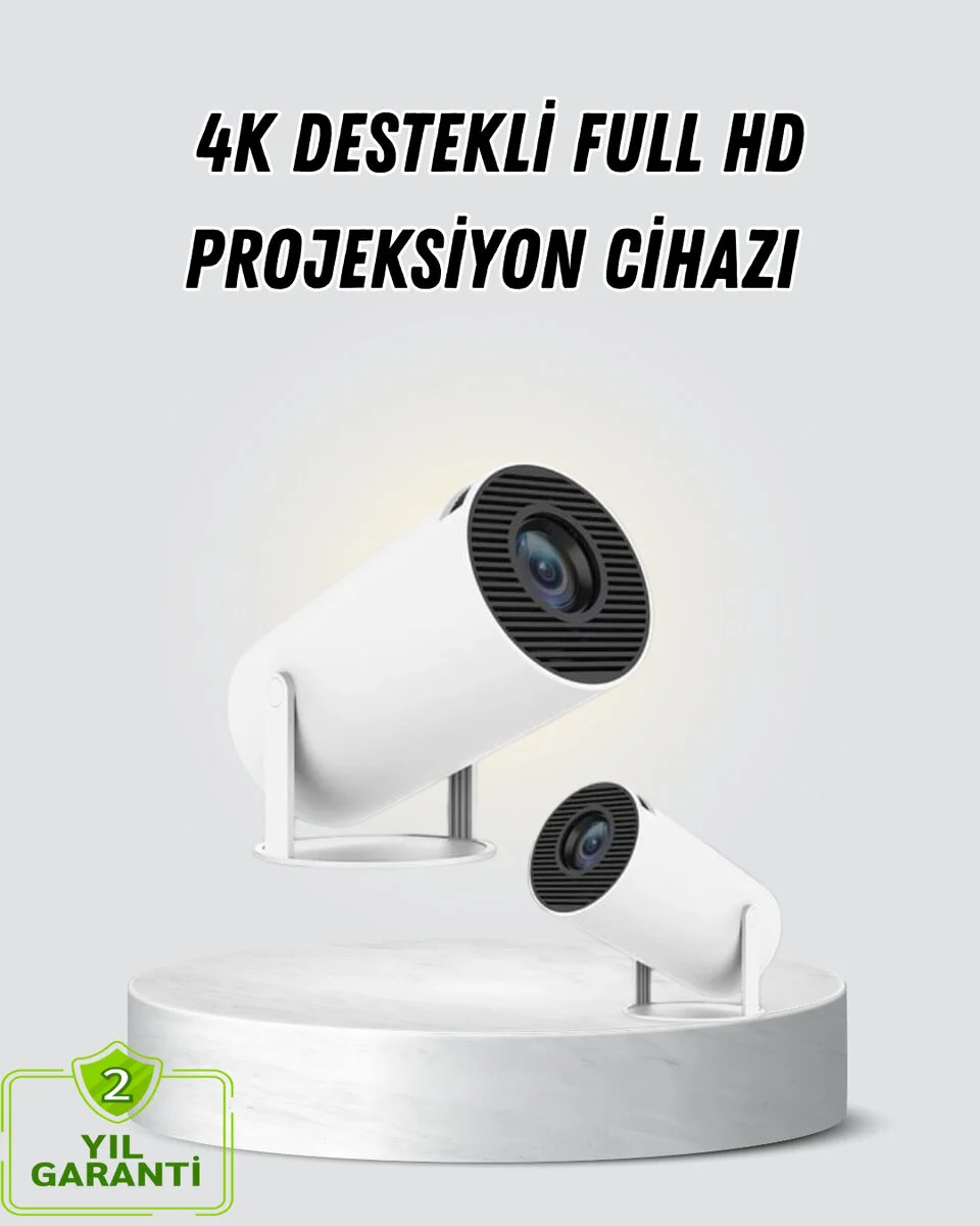 Full HD 4K Destekli Akıllı Projeksiyon – 130 inç Ekran, 160 ANSI Lümen, Kablosuz Bağlantı