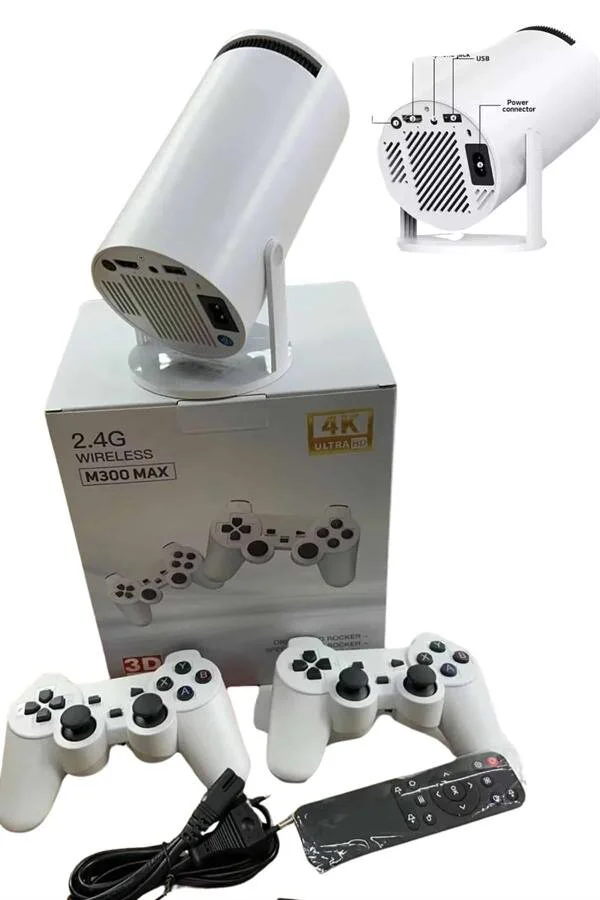 Full HD 8GB Ayaklı Çift Kollu 4K Video Oyun Konsolu Taşınabilir Projector - Android 11 Oyun İstasyonu