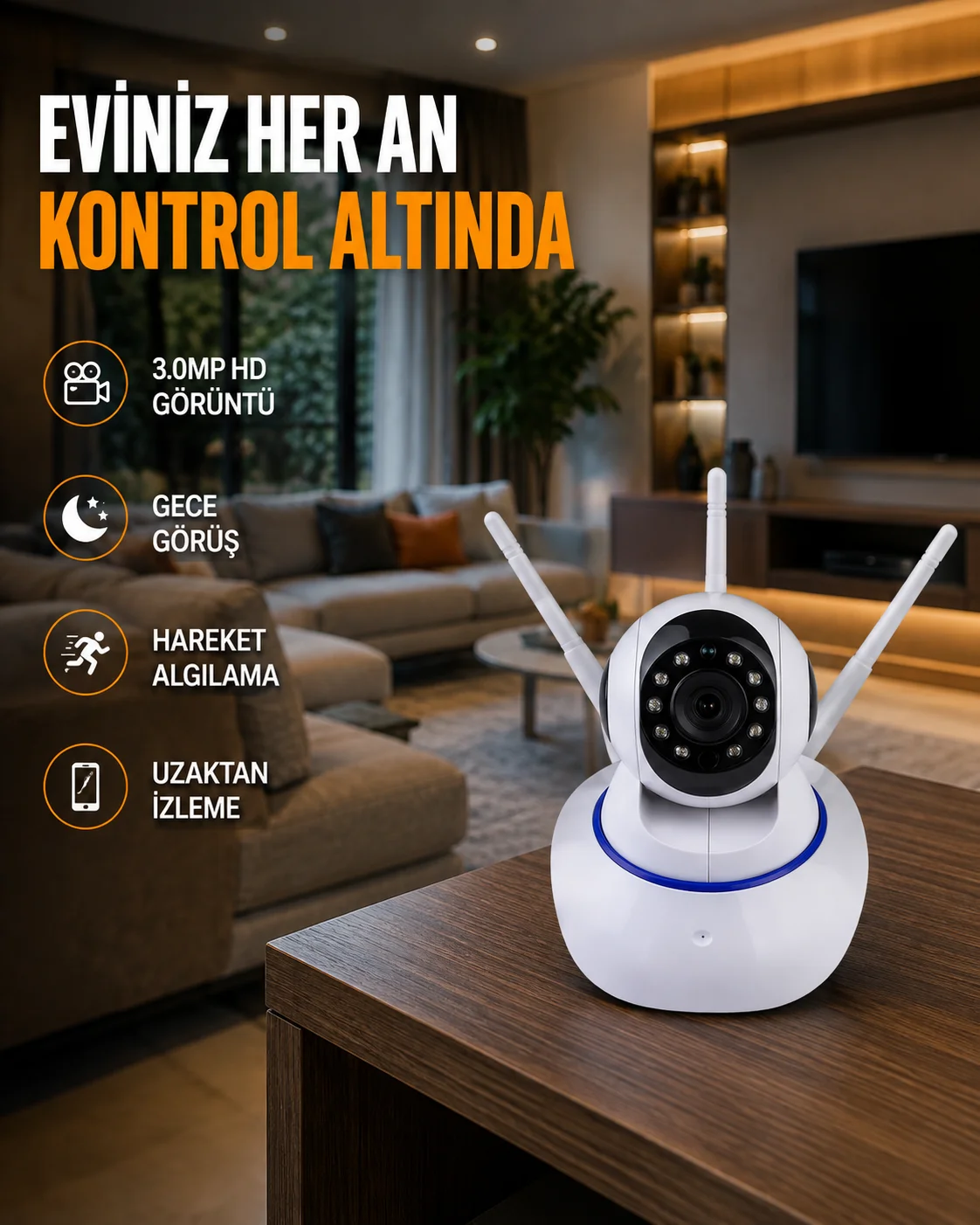 Full HD Akıllı IP Kamera – Gece Görüşlü, Hareket Sensörlü, Çift Yönlü Ses ve Online Kayıt Özellikli Yeni Nesil Fiyatı, Yorumları ve Özellikleri
