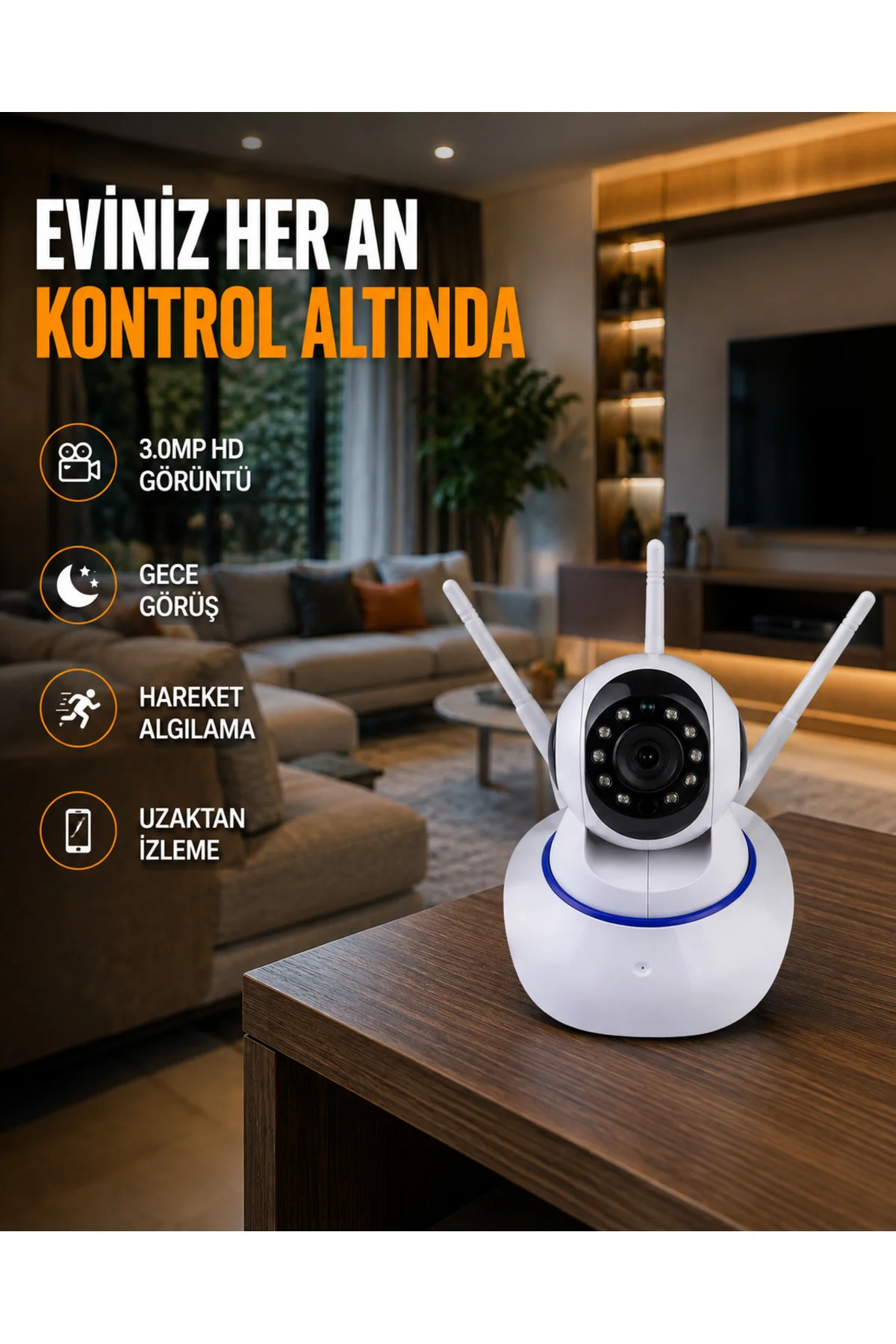 Full Hd Akıllı Ip Kamera – Gece Görüşlü, Hareket Sensörlü, Çift Yönlü Ses Ve Online Kayıt Özellikli Full Hd Akıllı Ip Kamera – Gece Görüşlü, Hareket Sensörlü, Çift Yönlü Ses Ve Online Kayıt Özellikli