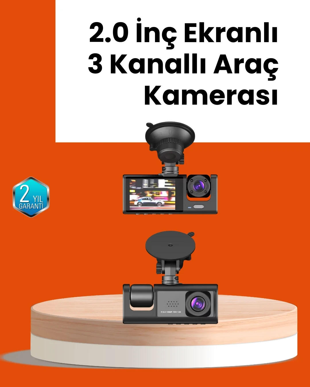 Full HD Araç Kamerası  Çift Yönlü Kayıt ve Darbe Sensörü