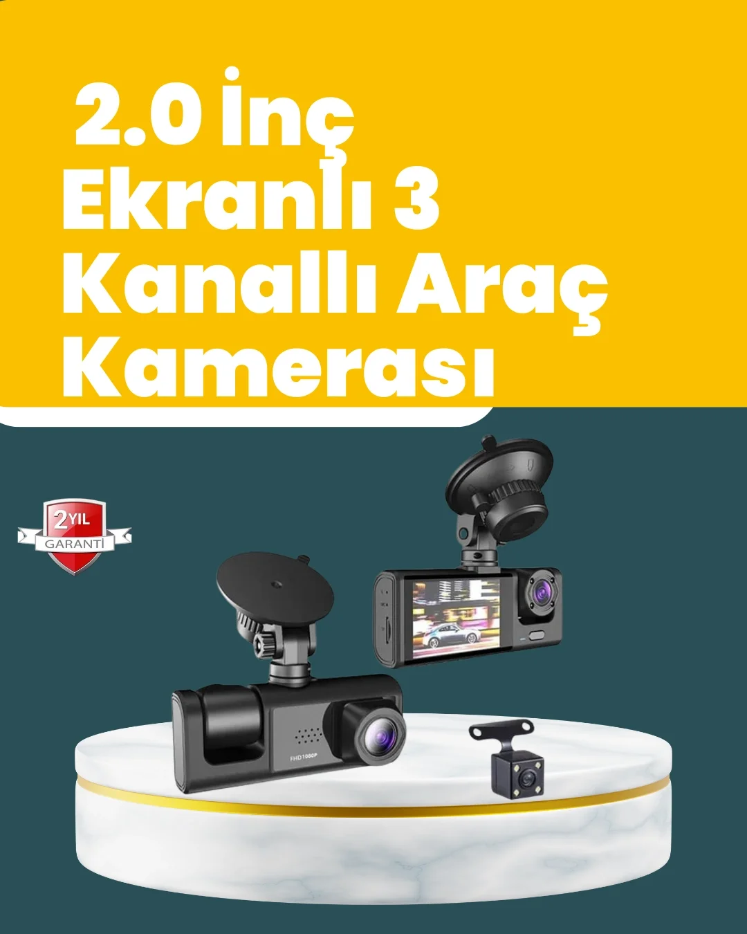 Full HD Çift Yönlü Araç Kamerası  Hareket Algılama  Döngüsel Kayıt Fiyatı, Yorumları ve Özellikleri