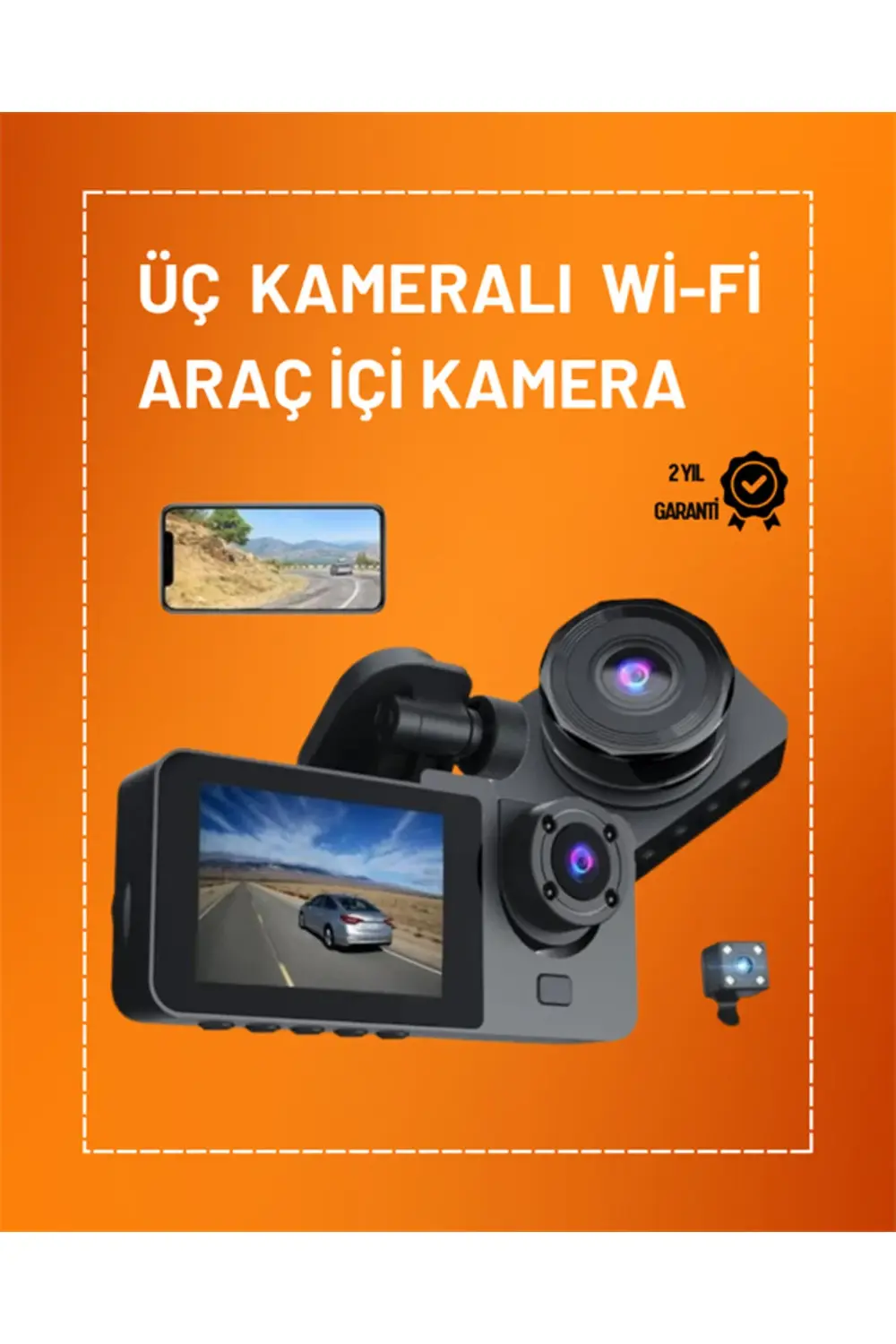 Full HD Çözünürlüklü Üç Kameralı Araç İçi Kamera – Park ve Sürüş