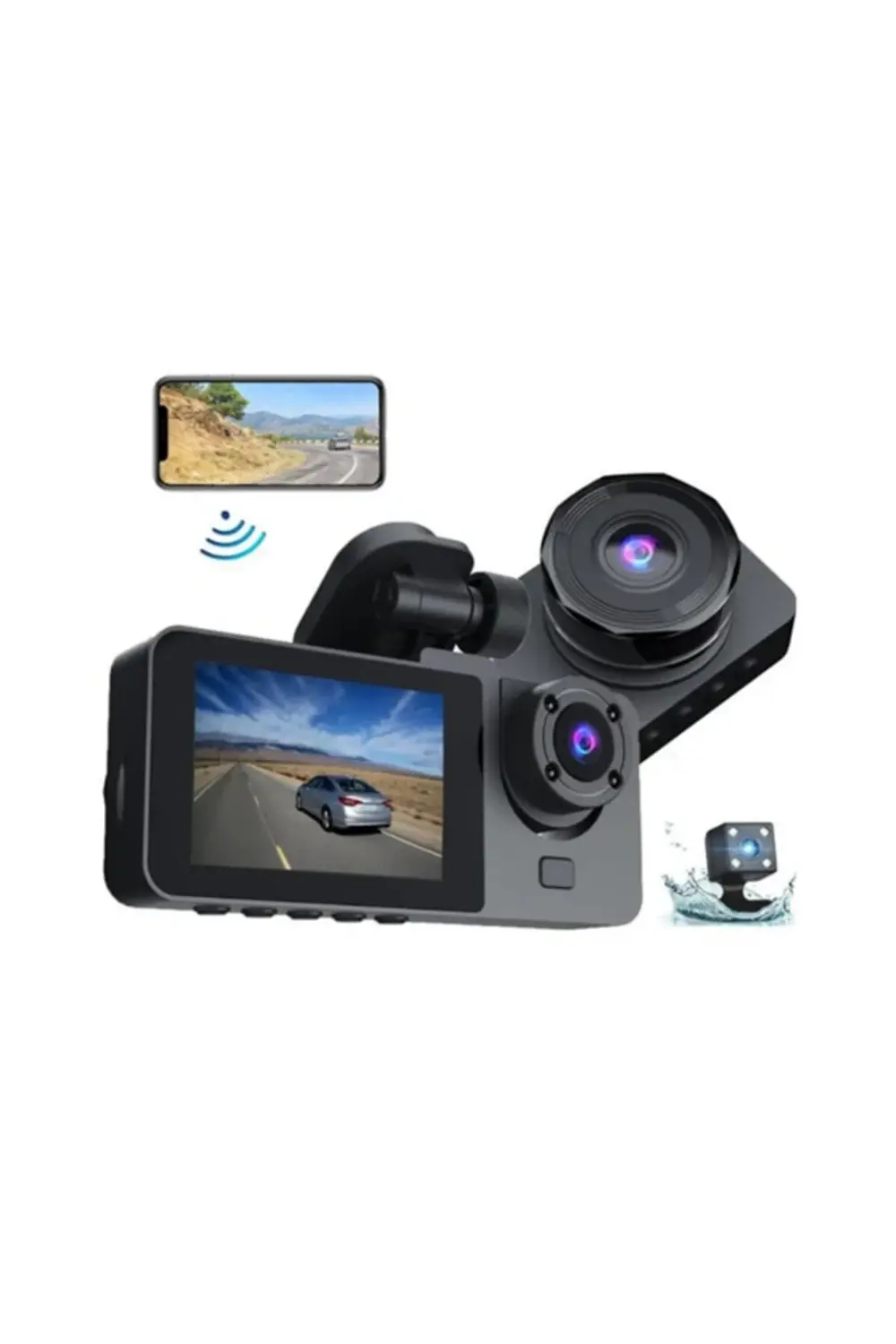 Full HD Çözünürlüklü Üç Kameralı Araç İçi Kamera – Park ve Sürüş